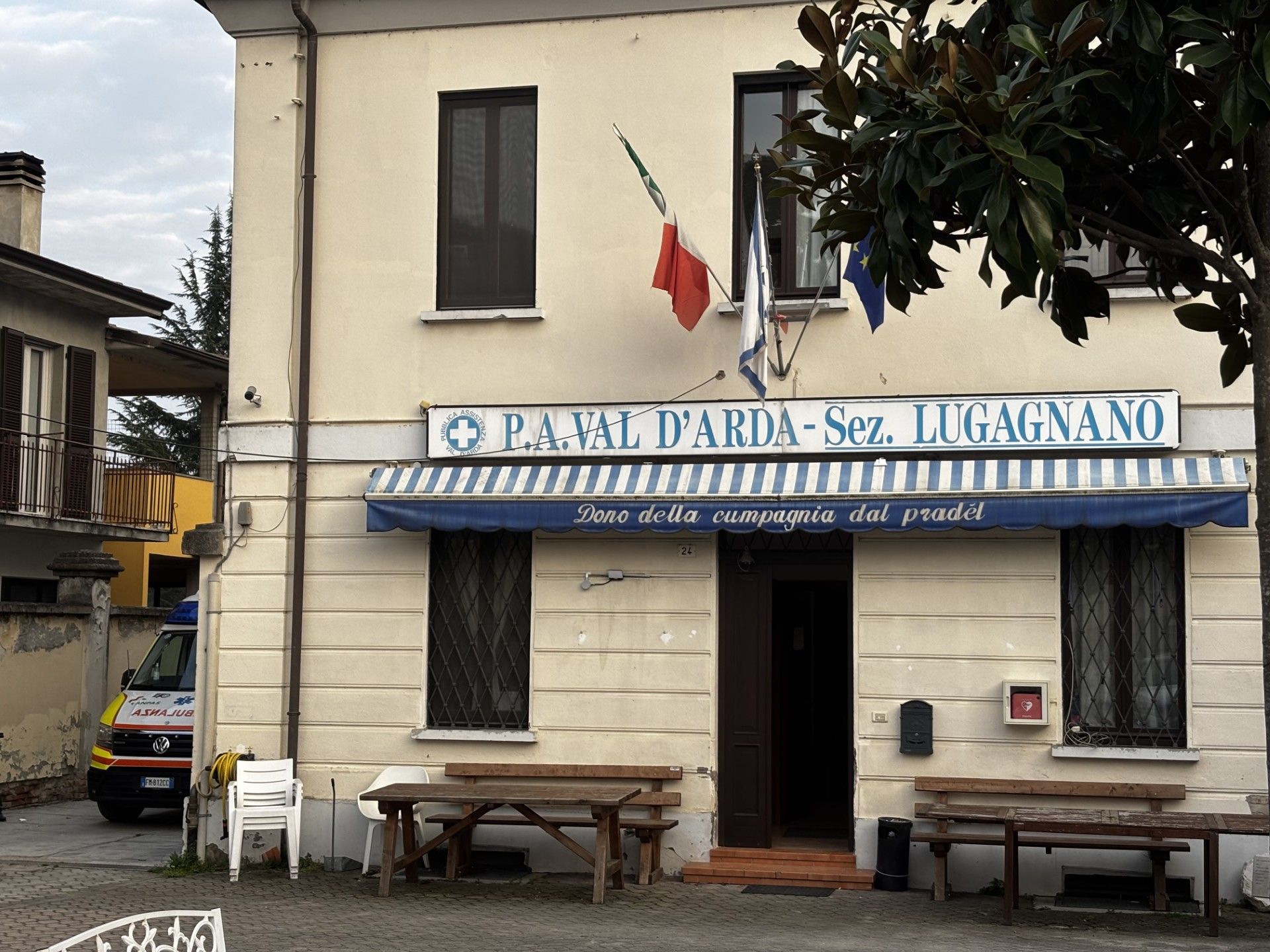 La sede della Pubblica assistenza di Lugagnano il cui personale è subito intervenuto sul posto