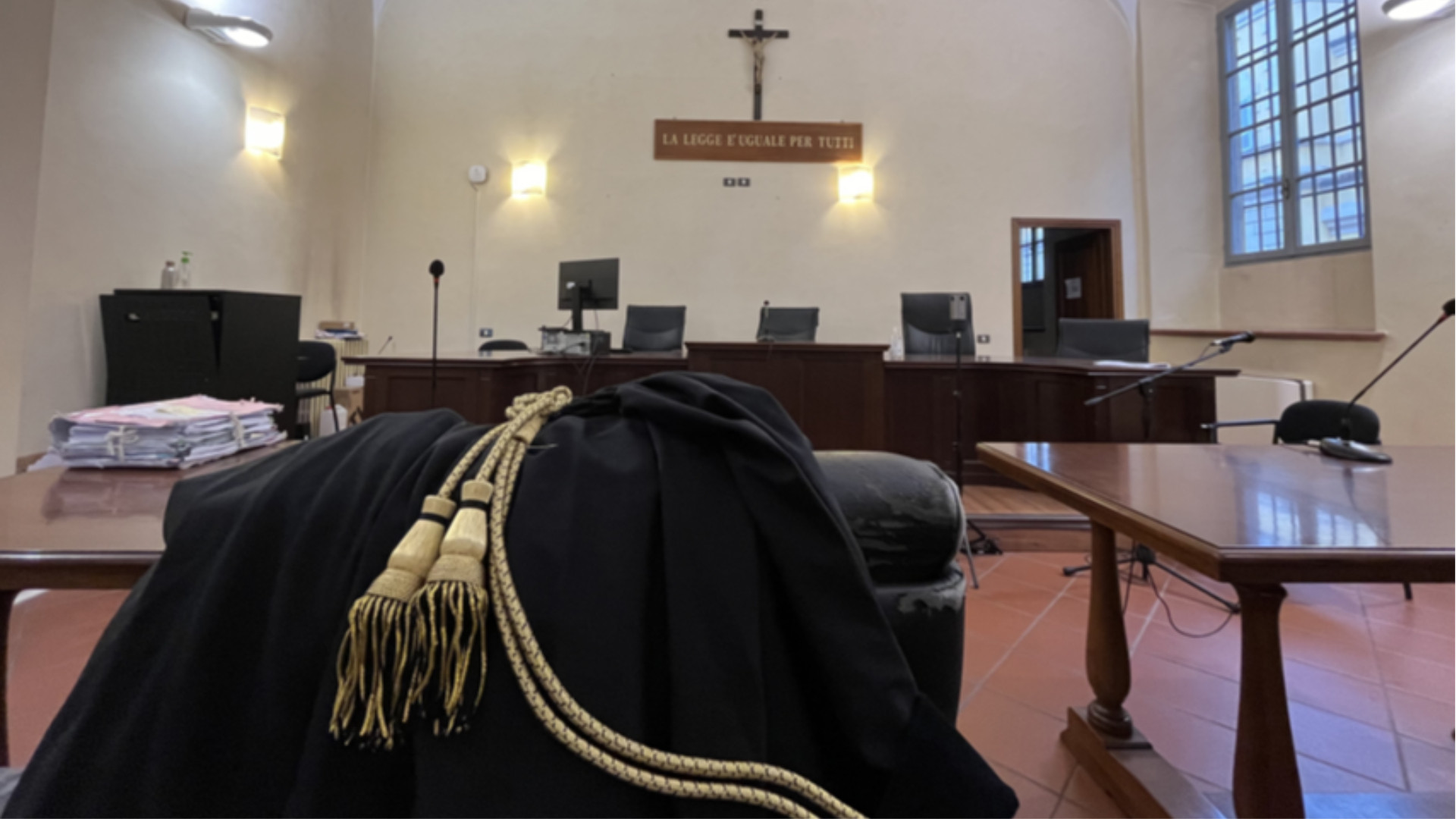 Un'aula del tribunale di Piacenza
