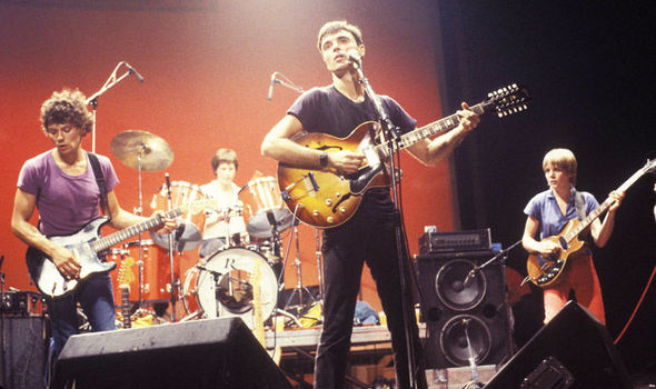 Una foto d'epoca dei Talking Heads in concerto