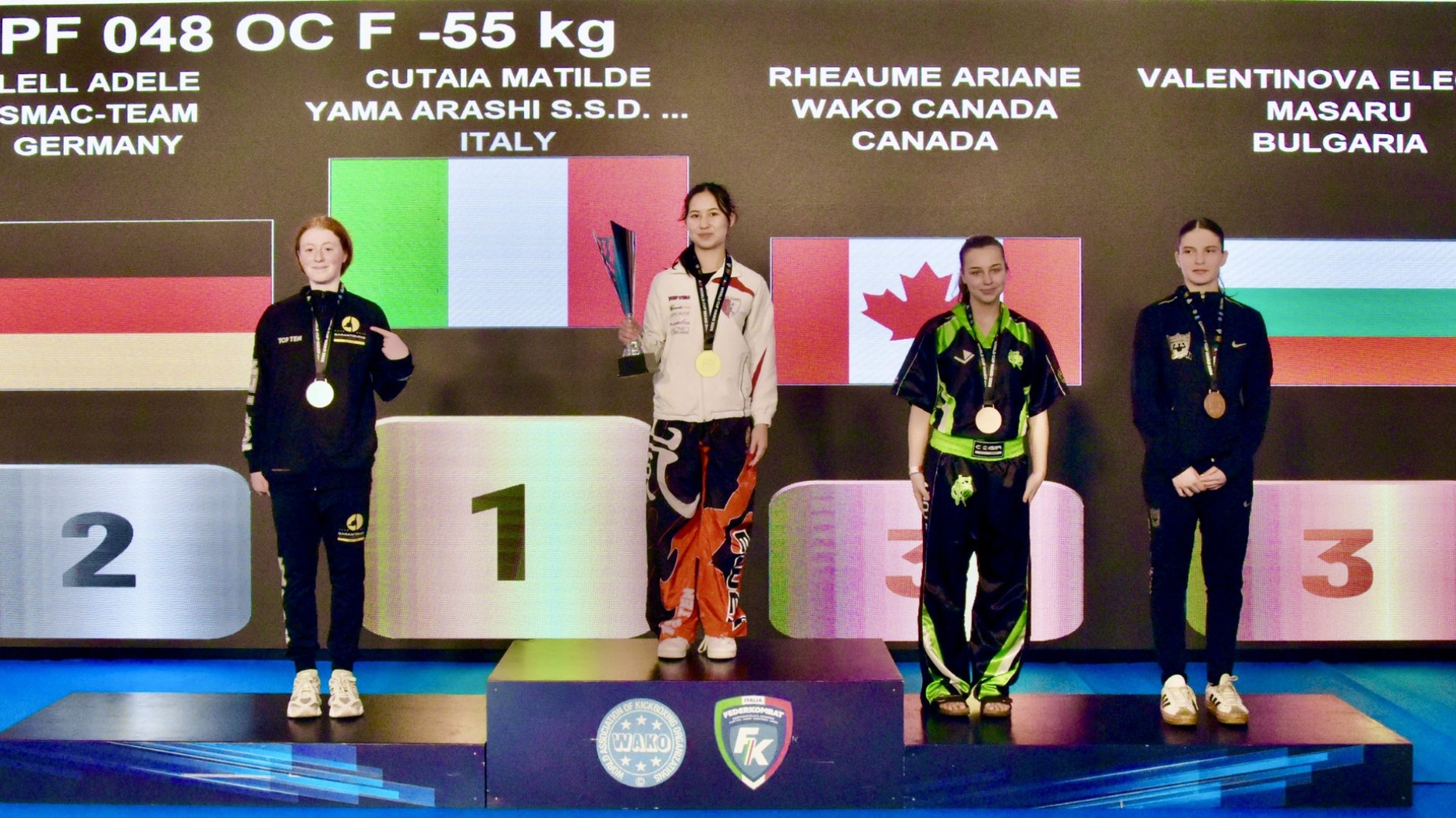 Nella foto, Matilde Cutaia sul gradino più alto del podio a Jesolo