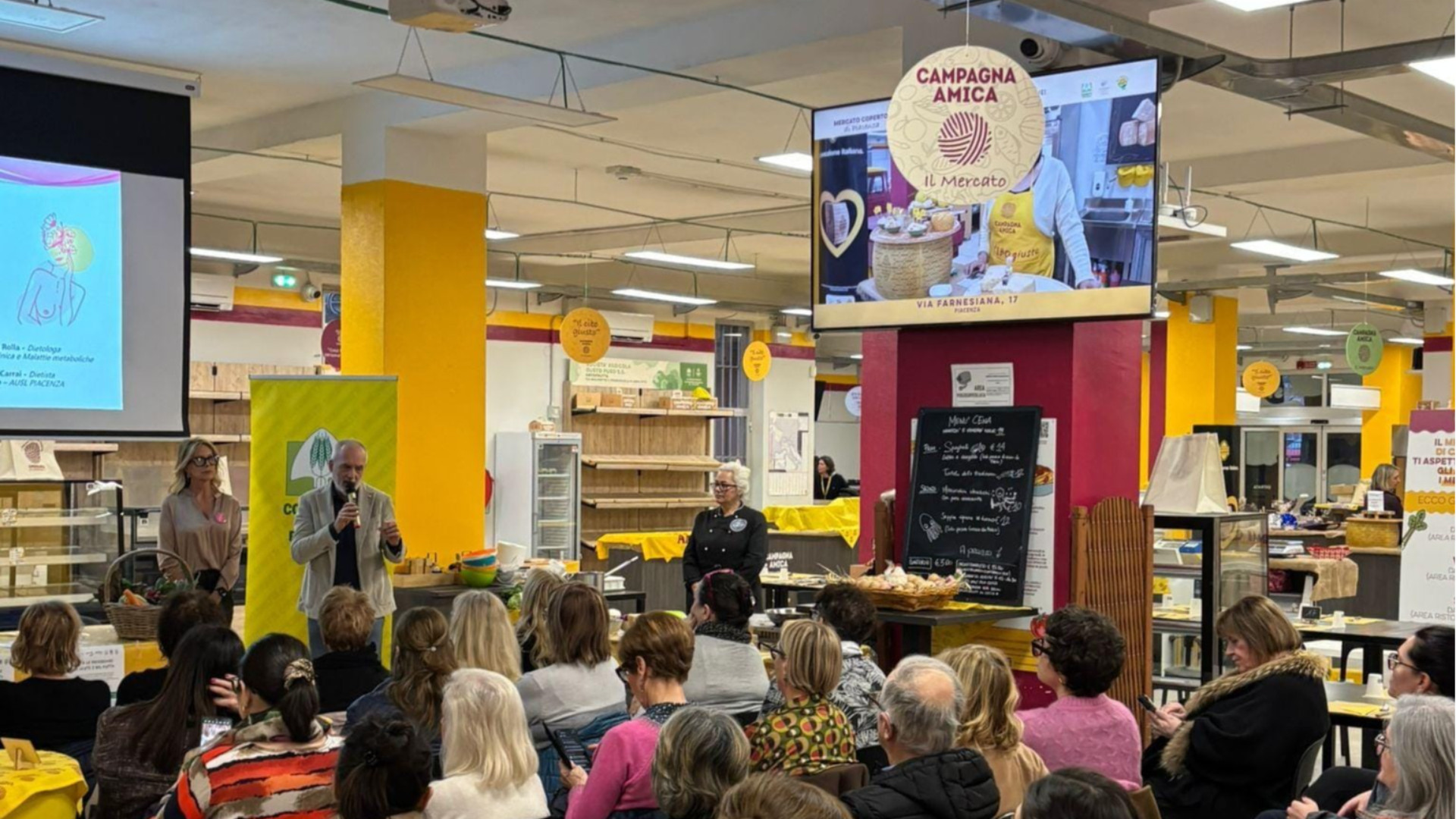 Un momento del partecipato incontro Gusta la Prevenzione al Mercato Coperto