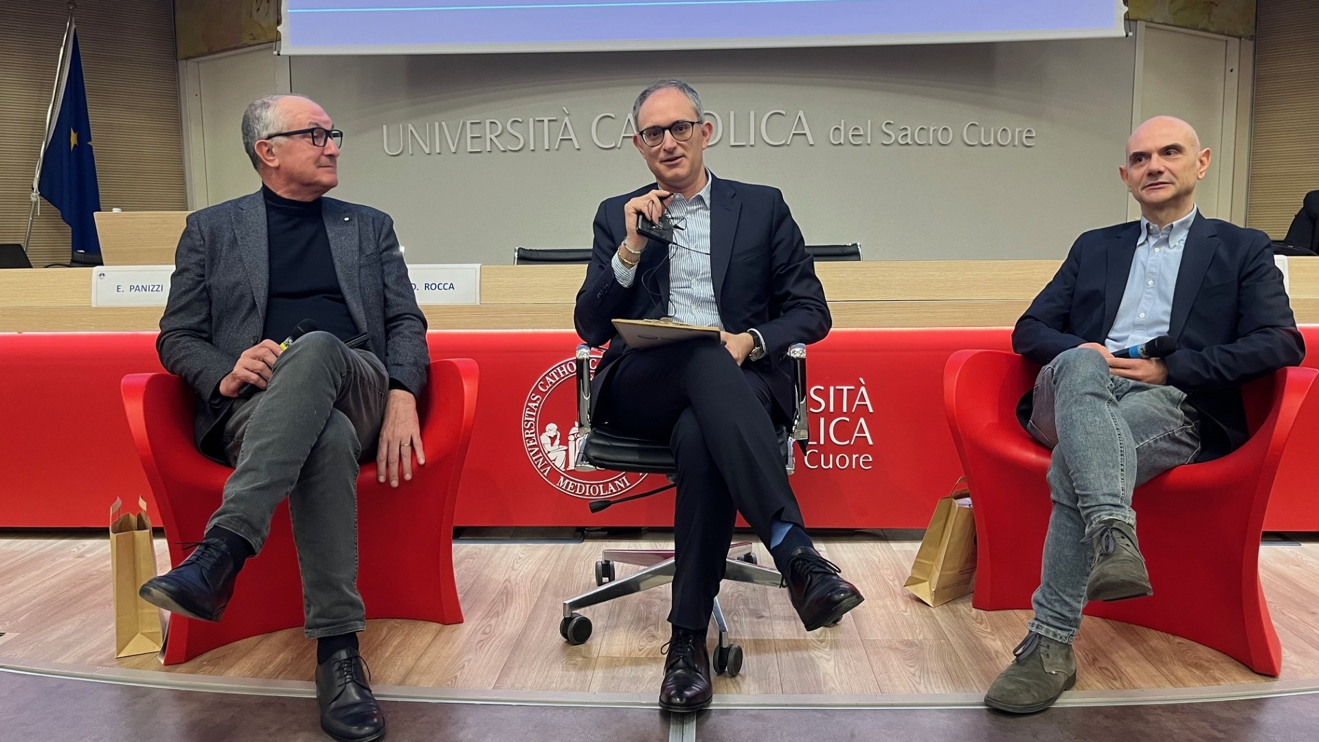 Da sinistra, Enzo Panizzi, Edoardo Fornari e Davide Rocca- © Libertà