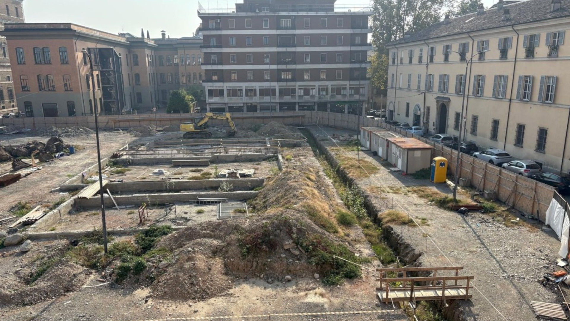 Il cantiere di piazza Citadella a Piacenza