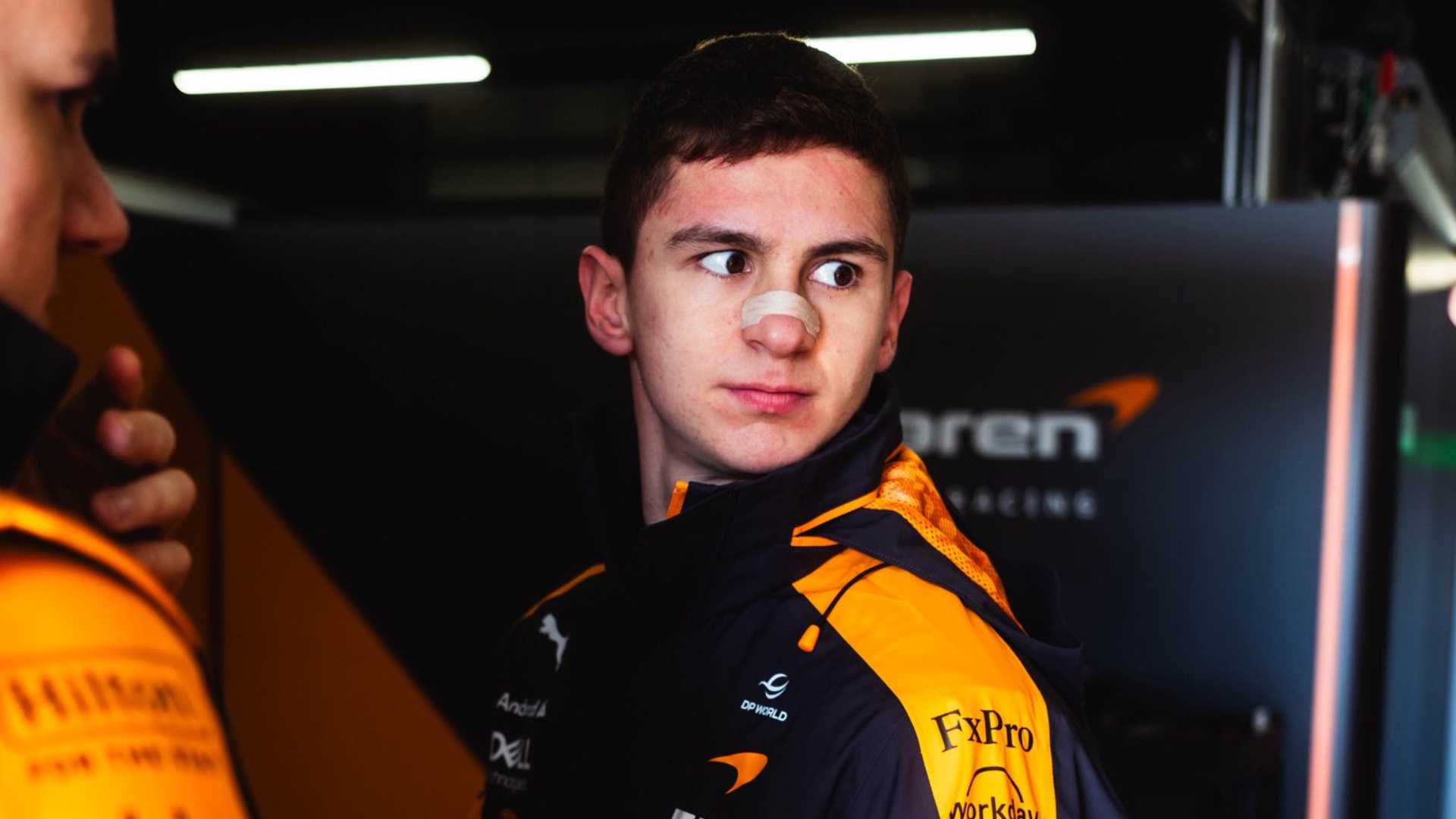 Leonardo Fornaroli (McLaren) nei test di Barcellona