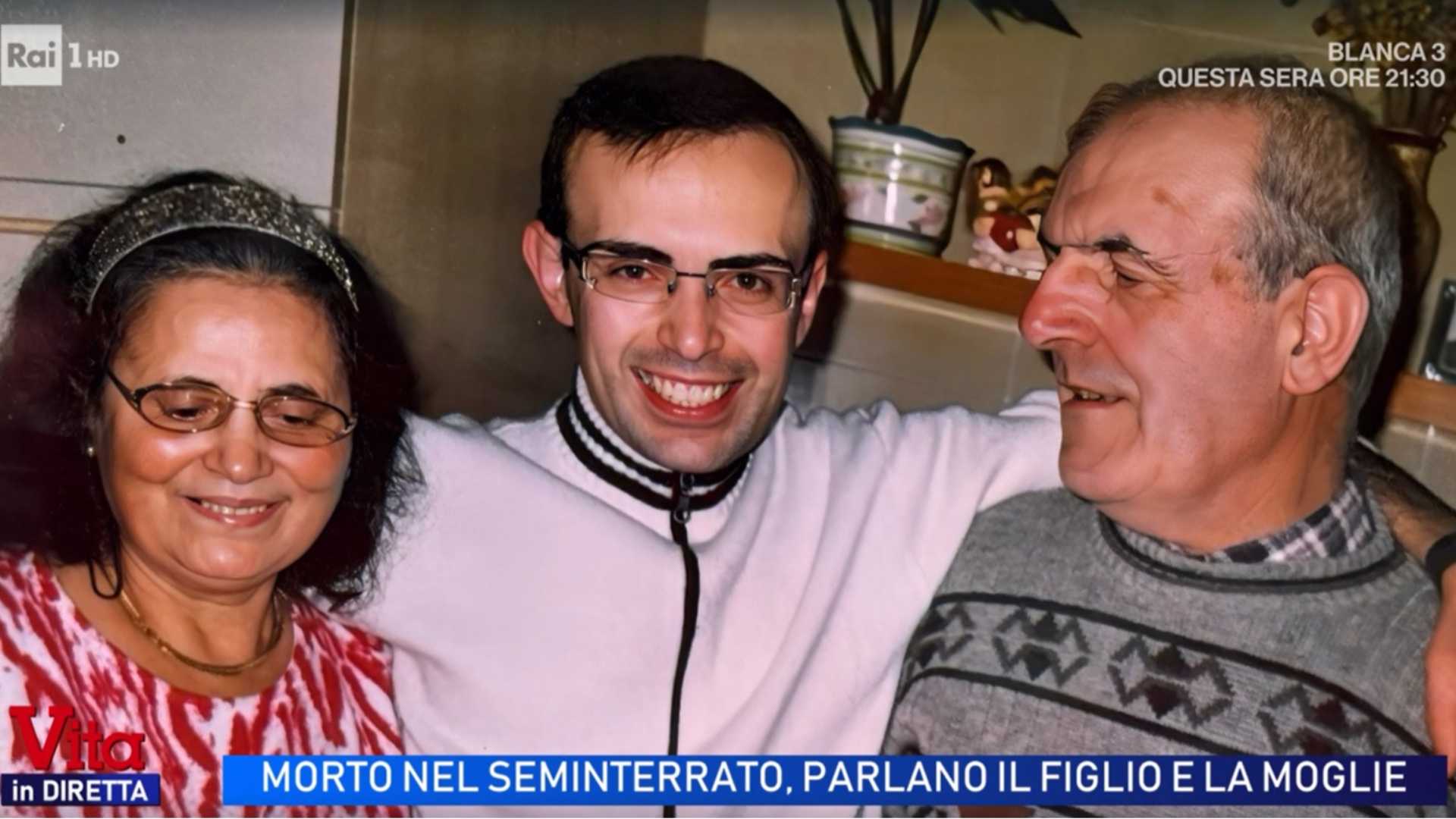 Da sinistra: Giuseppina Decuzzi, Giuseppe Alberti e il padre Luigi, immagine tratta dalla trasmissione La vita in diretta