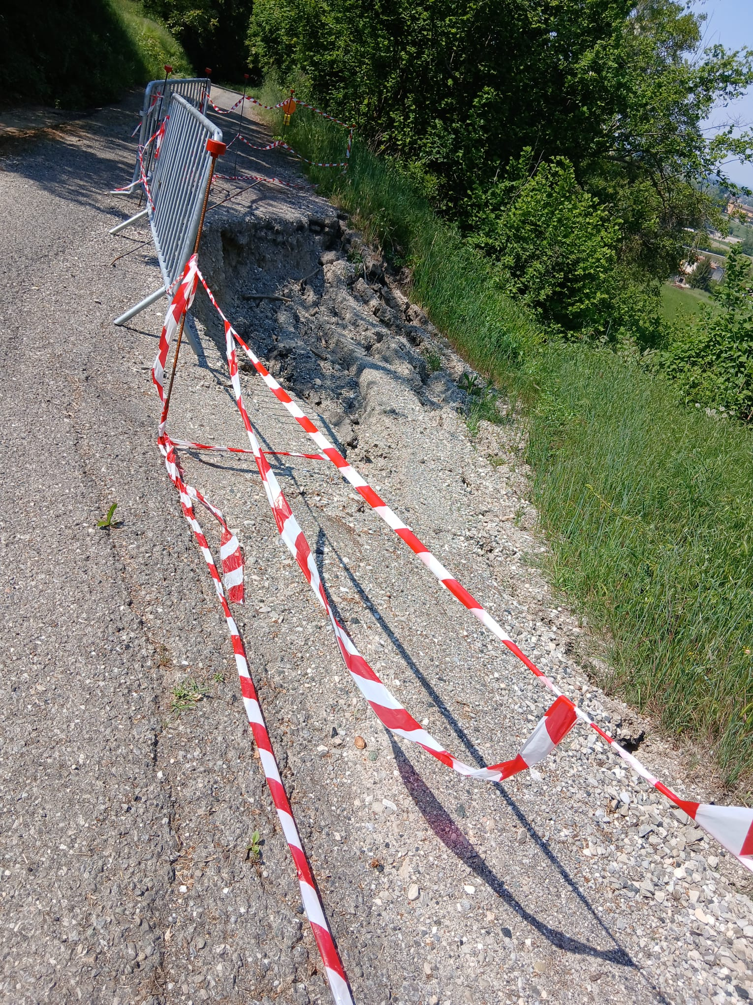 Lo stato della frana tra Celleri di Carpaneto e località Tavasca di Gropparello