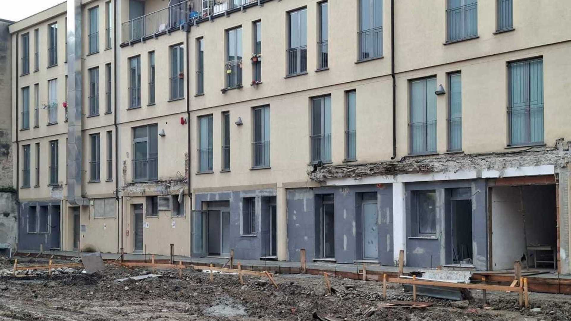 Uno scatto del cantiere in via Gaspare Landi