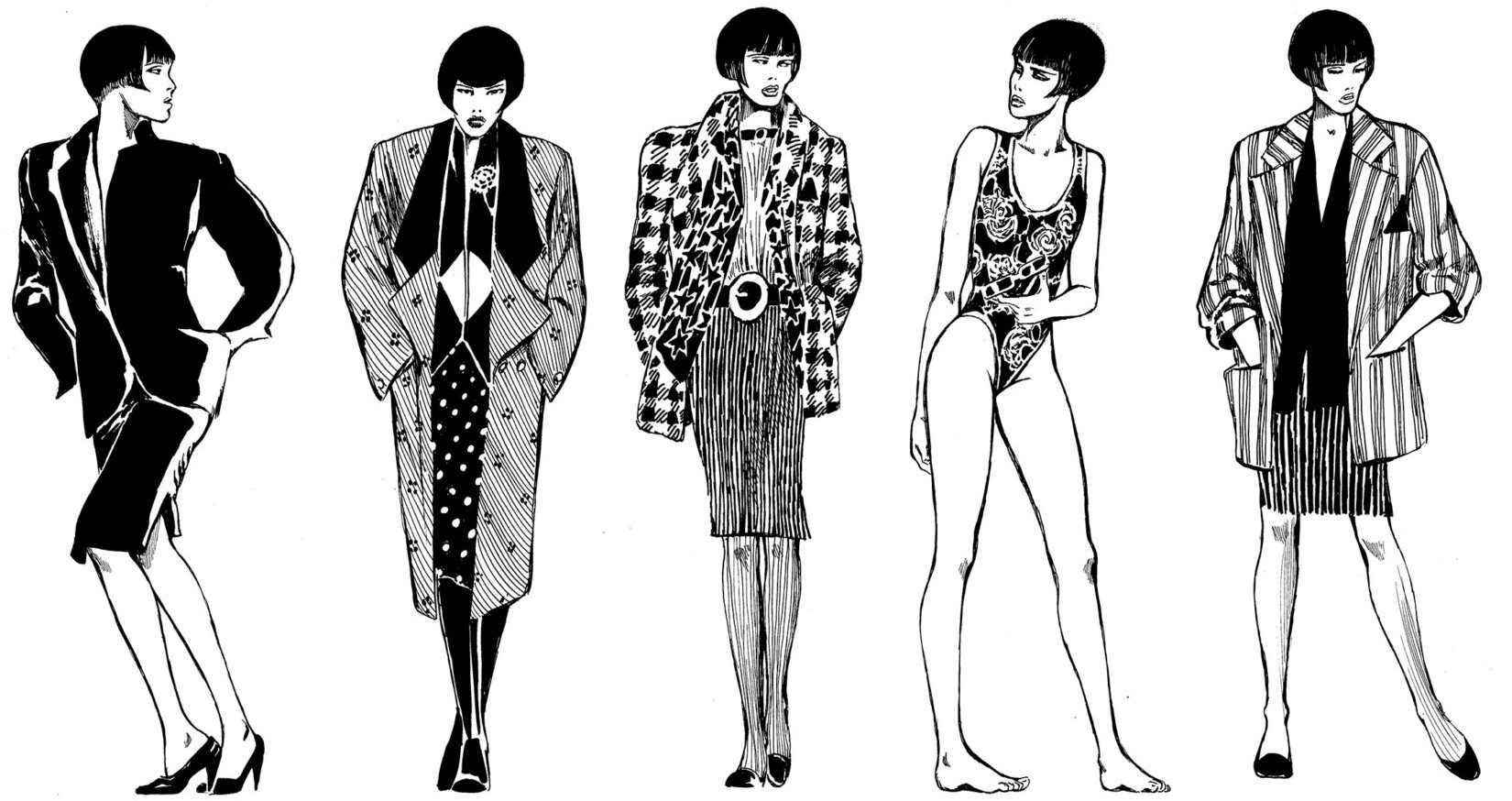 Una sfilata di Valentina, disegnata da Crepax per Modit nel 1985