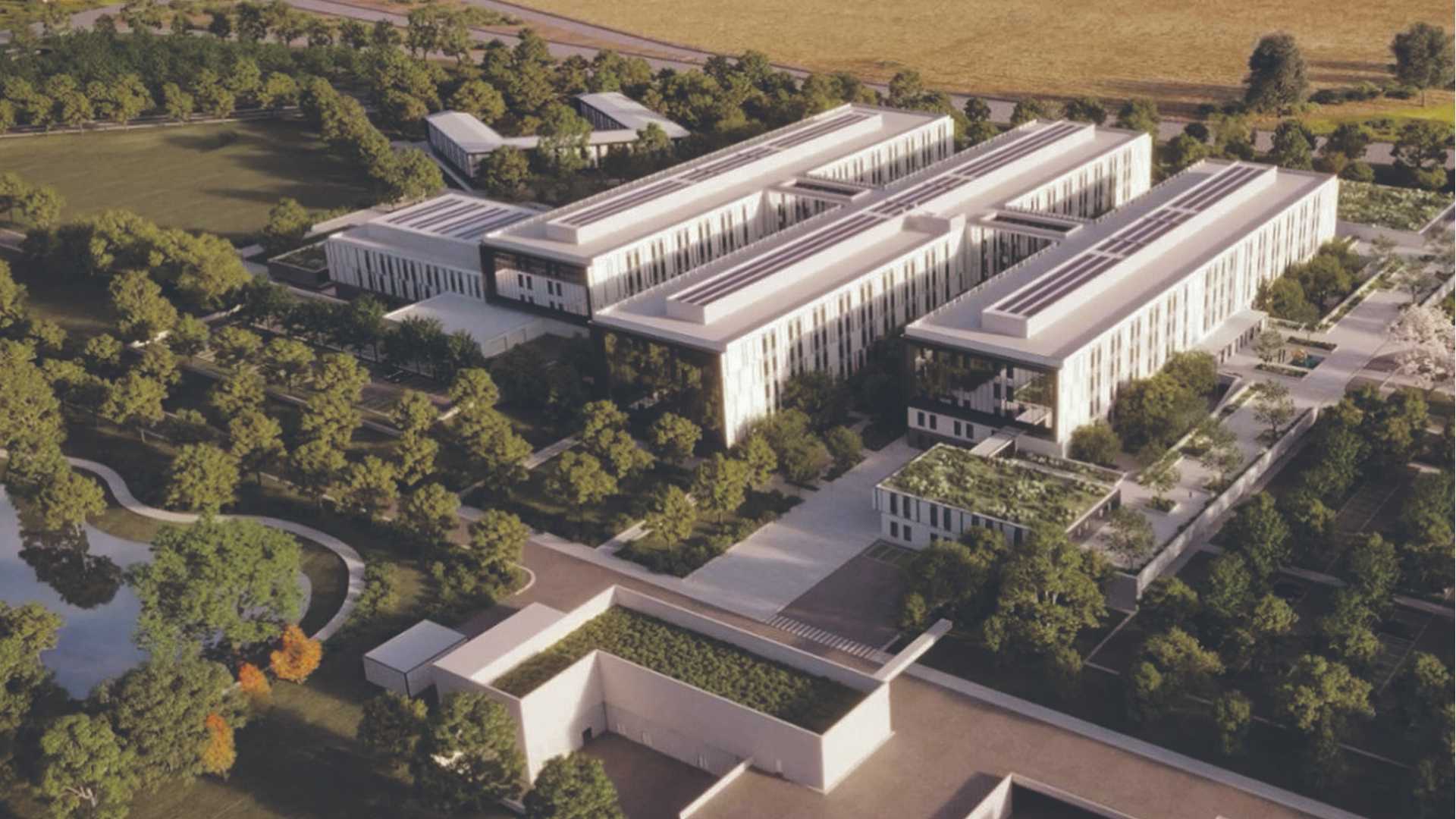 Un rendering del nuovo ospedale di Piacenza