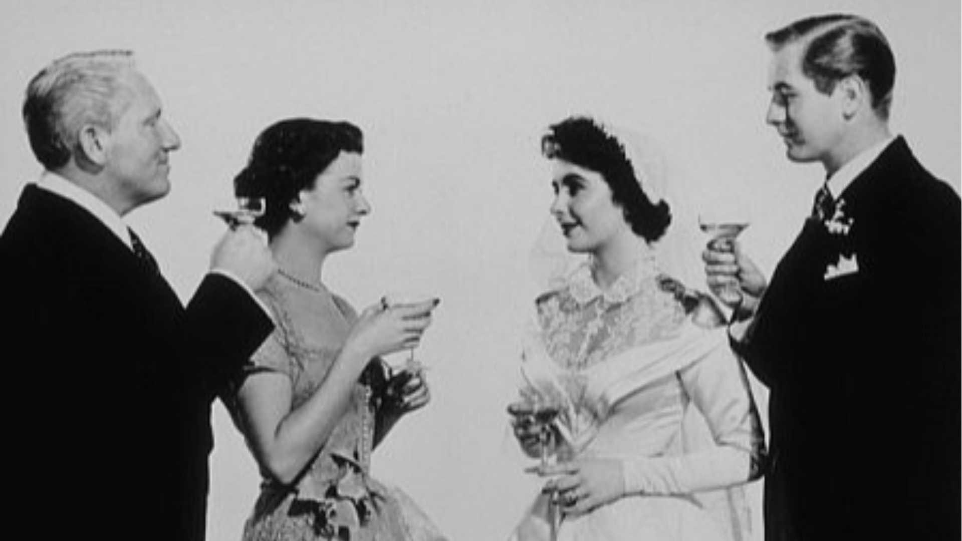 I protagonisti principali de "Il padre della sposa": da sinistra Spencer Tracy, Joan Bennett, Liz Taylor e Don Taylor