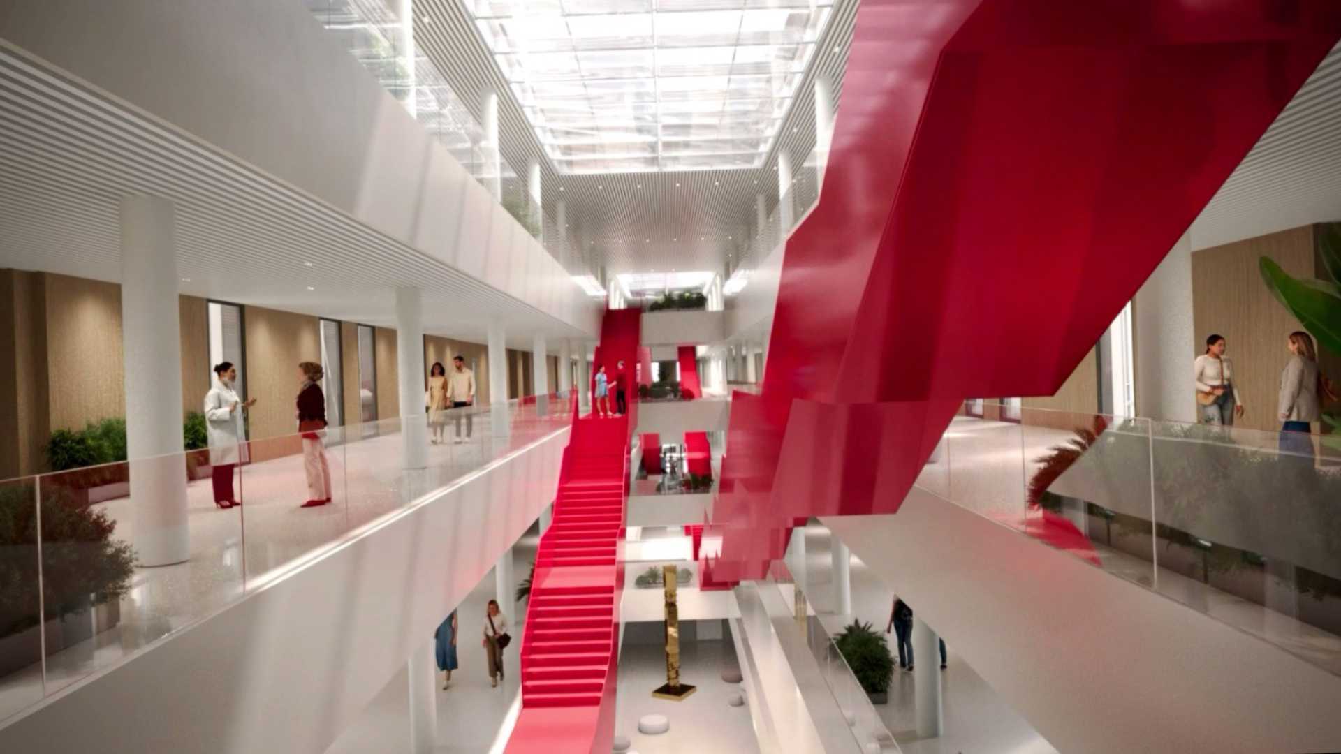 Uno dei rendering di presentazione del futuro ospedale