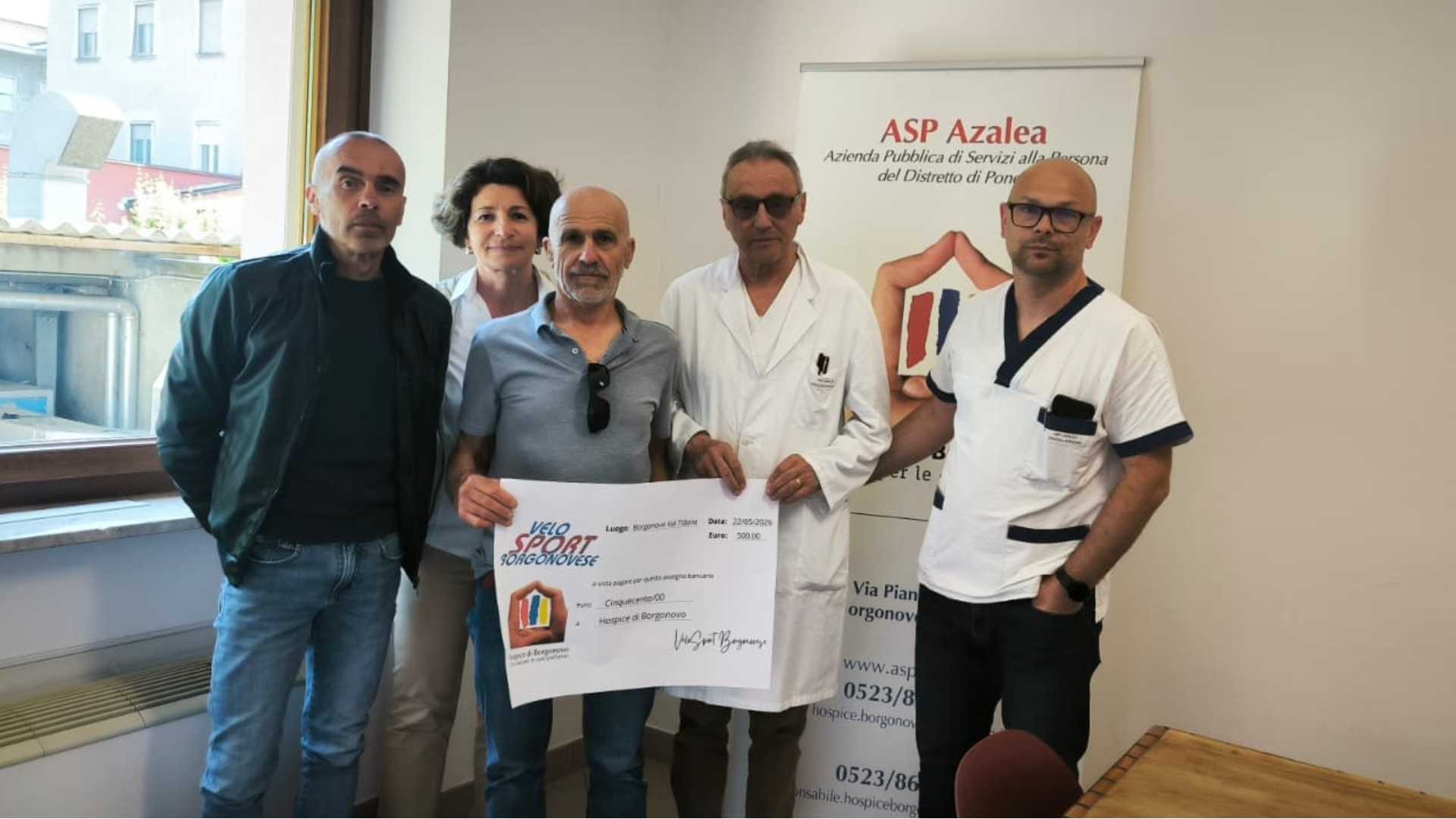 Solidarietà dal Velosport borgonovese, donati 500 euro all'hospice