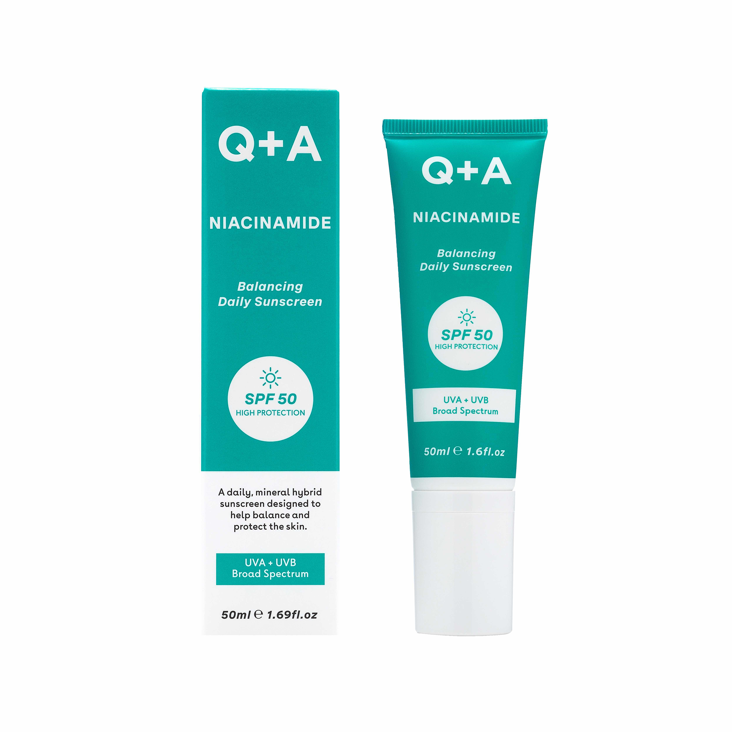 crema viso solare riequilibrante Spf50+, Q+A Skincare