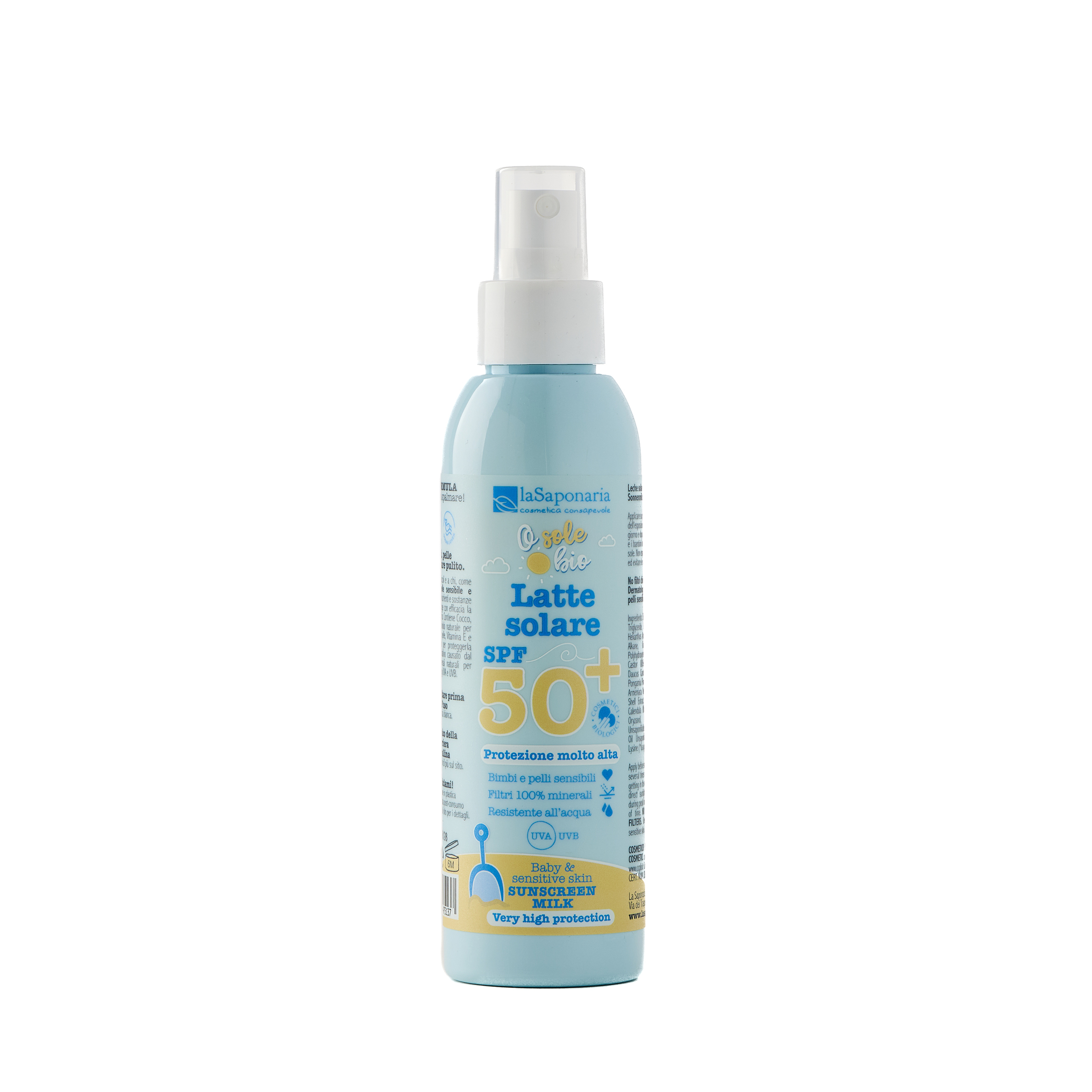 Latte solare Spf50+ - protezione molto alta bimbi e pelli sensibili, La Saponaria