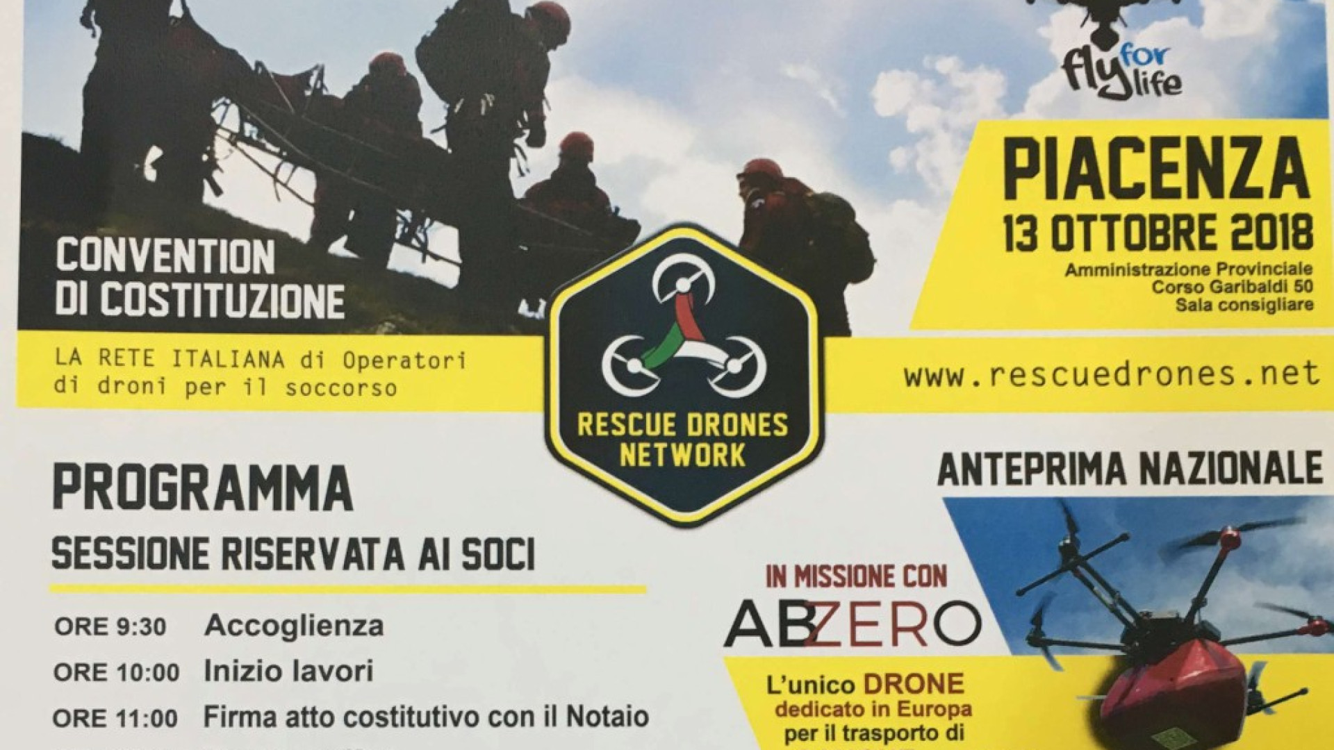 Rescue Drones Network, nasce a Piacenza la rete nazionale per il soccorso