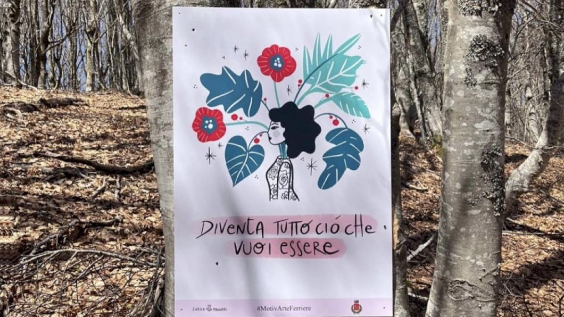 "Amati così come sei, prenditi tempo": nei boschi di Ferriere i messaggi di "MotivArte"