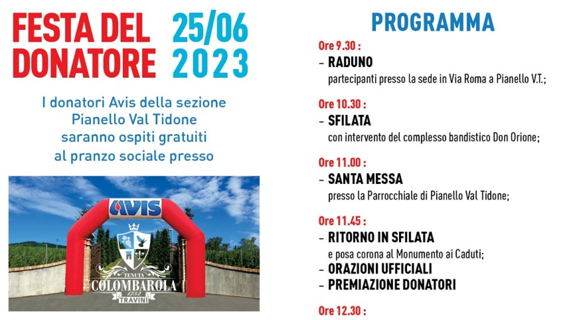 Avis Pianello, domani il raduno annuale: "Per dire grazie a tutti donatori"