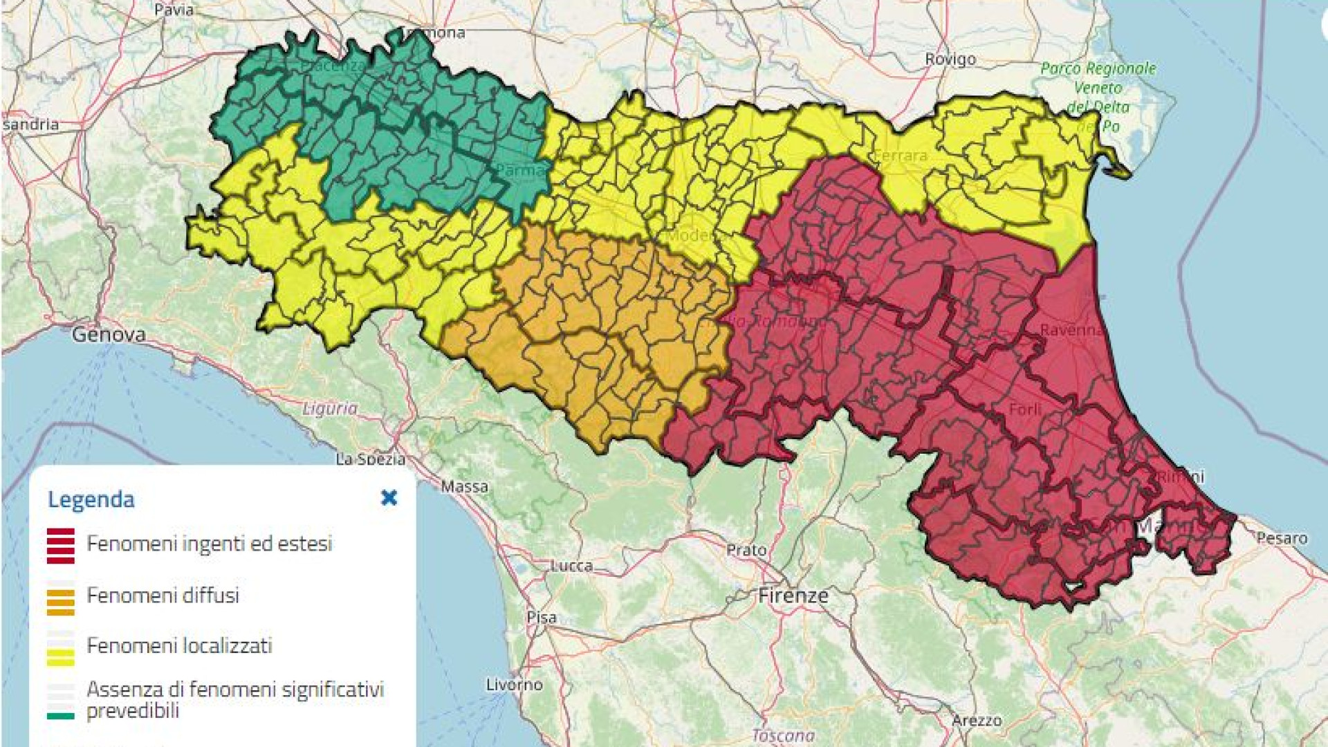 Piogge intense e rischio idrogeologico nel Piacentino, diramata allerta meteo