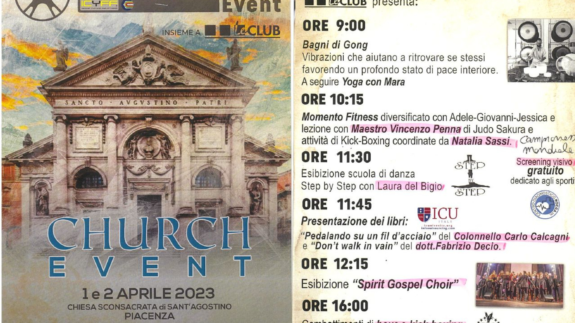 Fitness, musica, solidarietà e alta cucina: è "Church Event”. 1 e 2 aprile in sant'Agostino