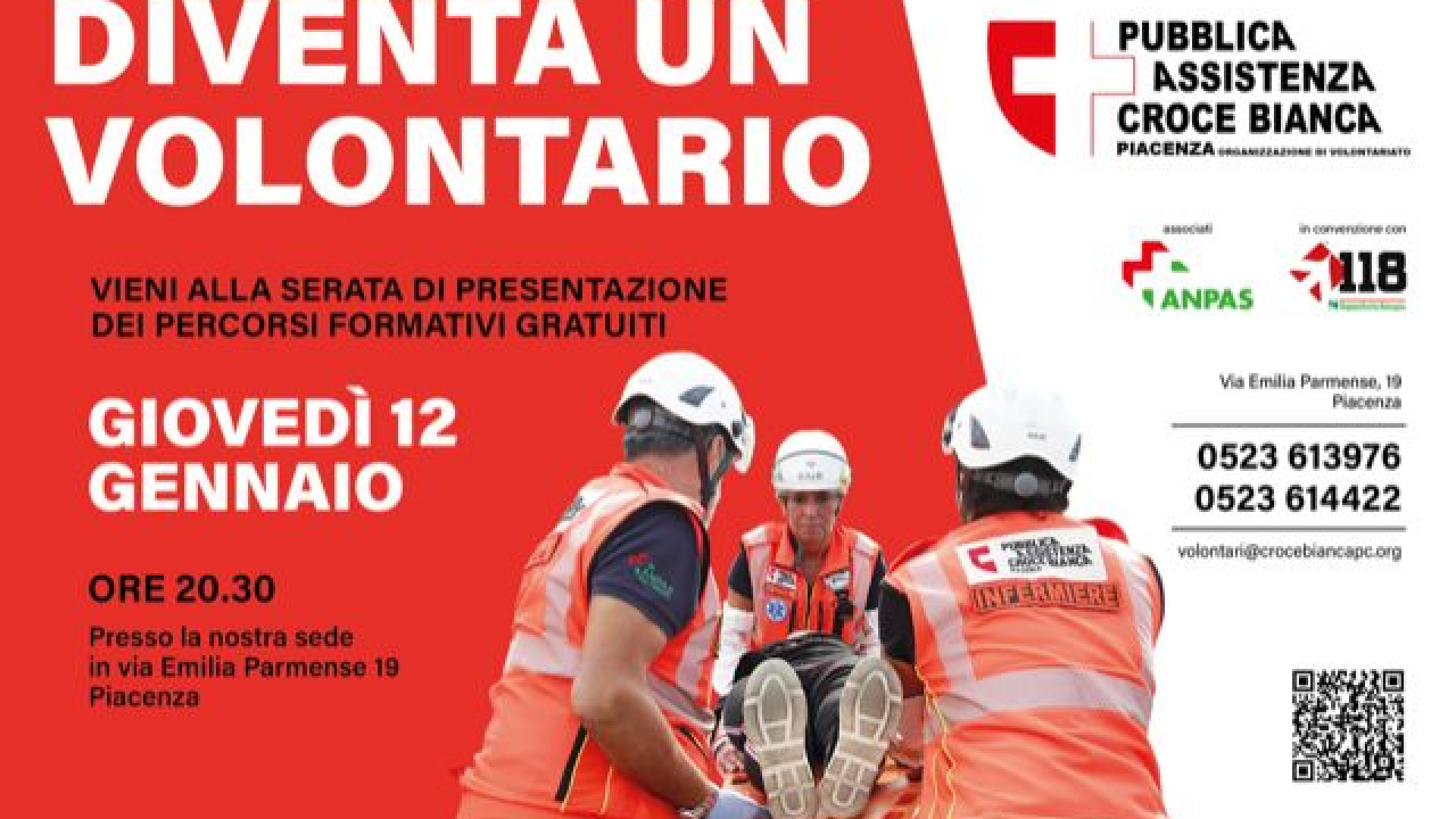 "Diventa un volontario Croce Bianca". Domani sera la presentazione dei percorsi