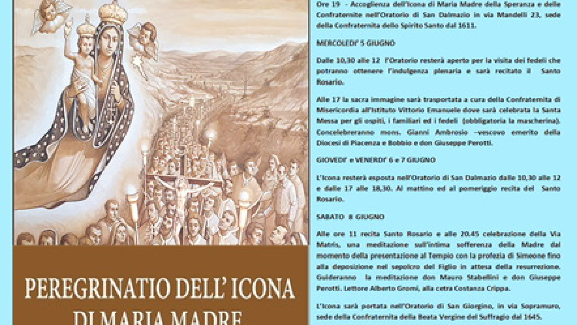 L'icona di Maria Madre della Speranza farà tappa a Piacenza