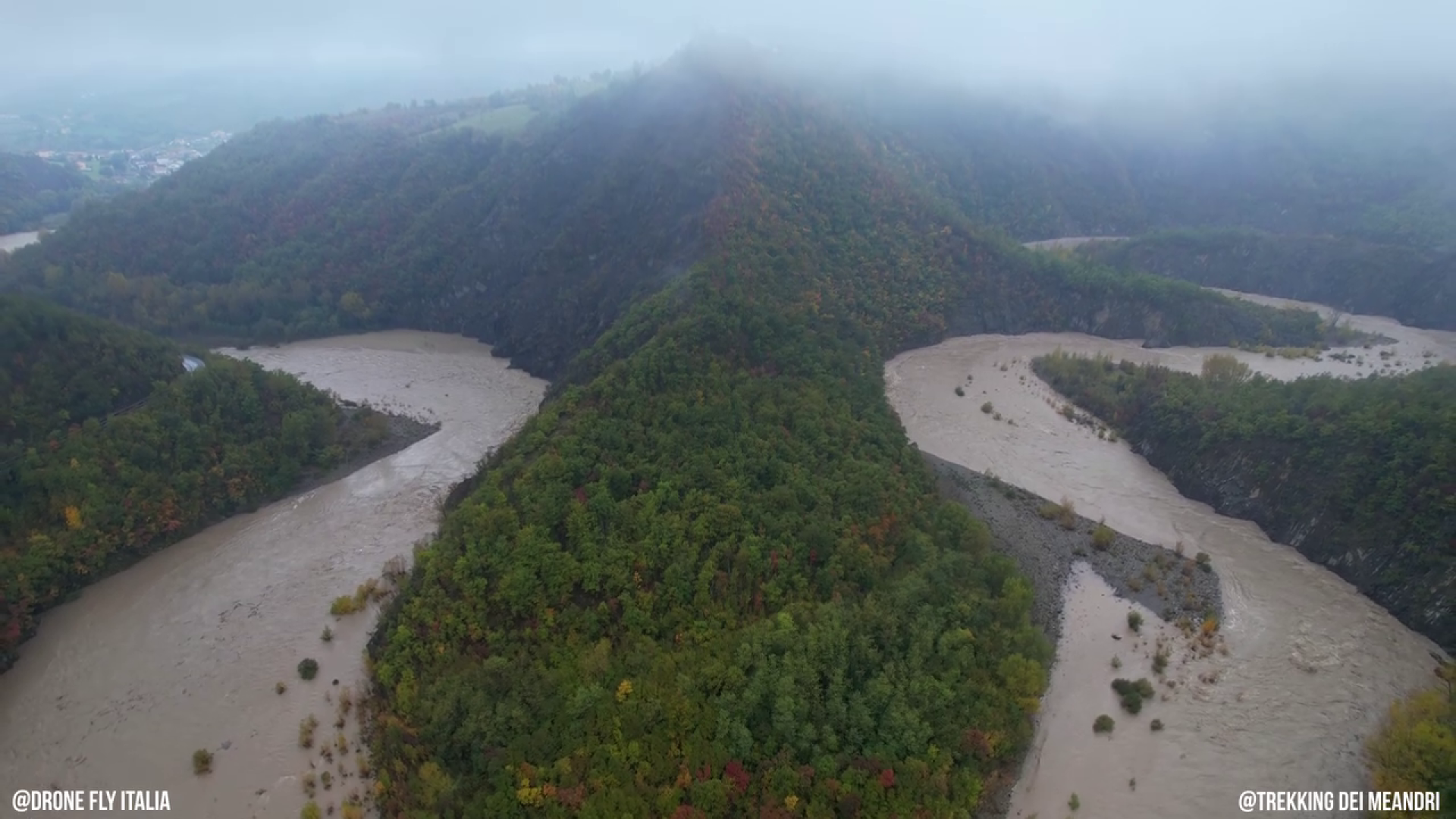 Maltempo e fiumi in piena nel Piacentino: le immagini dall'alto di Drone Fly Italia