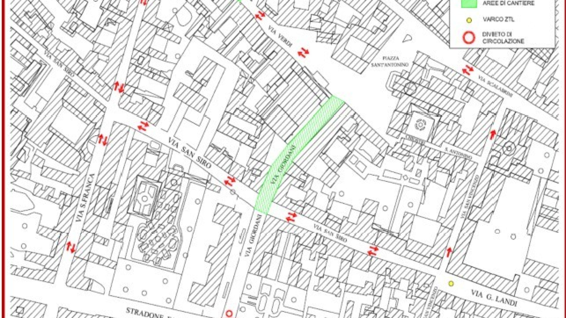 Piacenza: da lunedì cantiere in via Giordani e via Verdi GUARDA  LE MODIFICHE