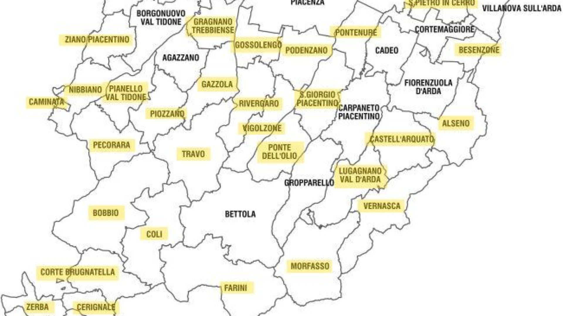 Elezioni, la mappa politica dei 34 comuni piacentini al voto