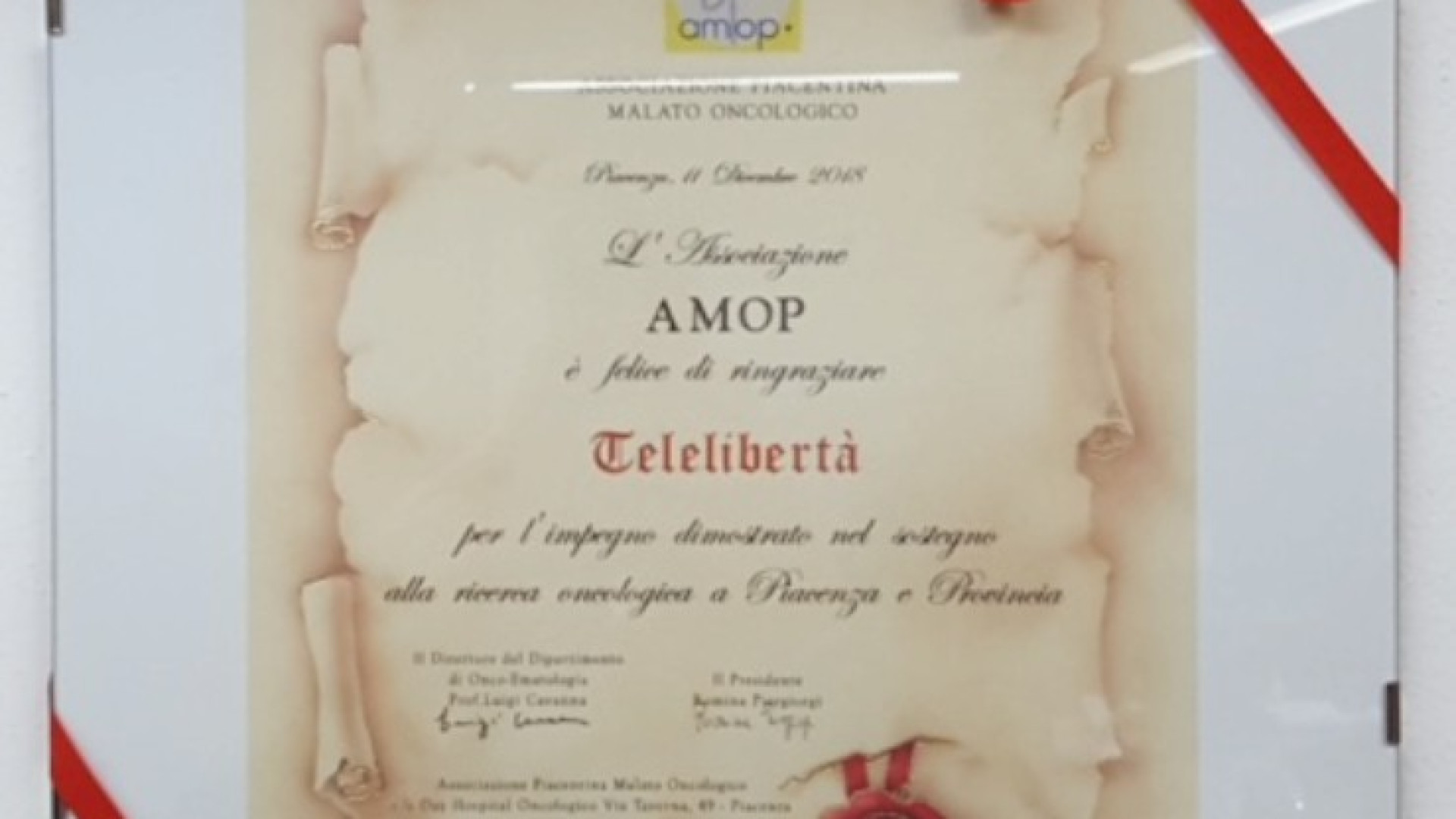 Amop premia i sostenitori della lotta ai tumori. Ci sono anche Libertà e Telelibertà