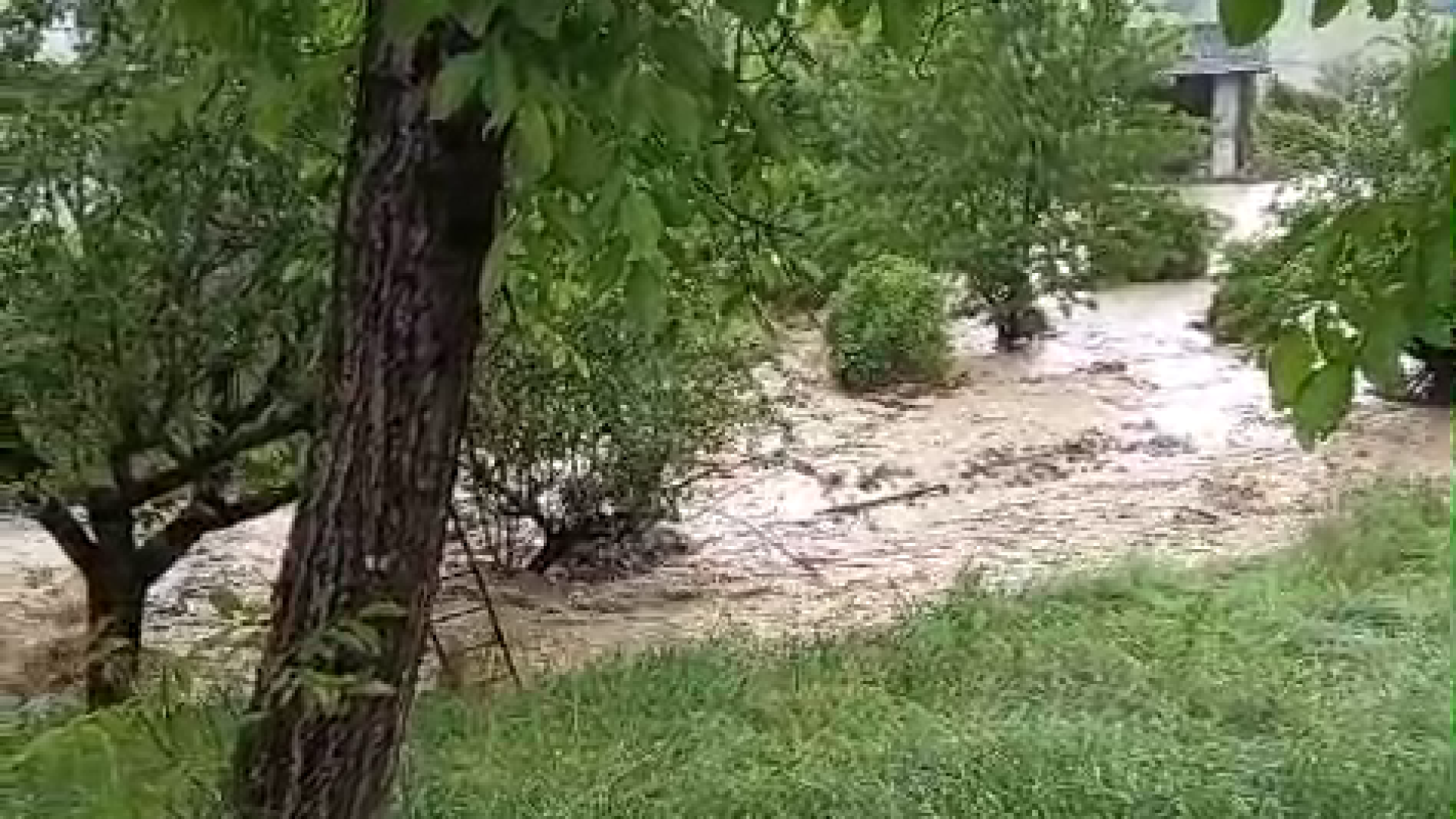 Bomba d'acqua a Perino: |il rio Tavernaglio esonda. Grandine in pianura