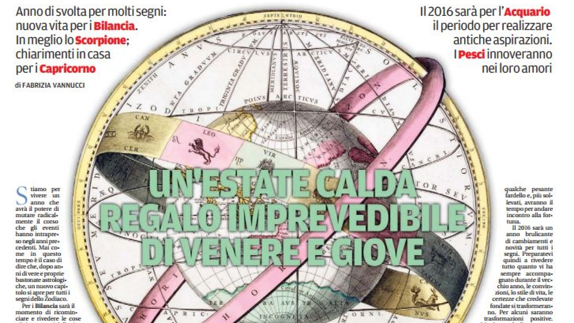 Oroscopo 2016, domani con Libertà il secondo inserto in omaggio