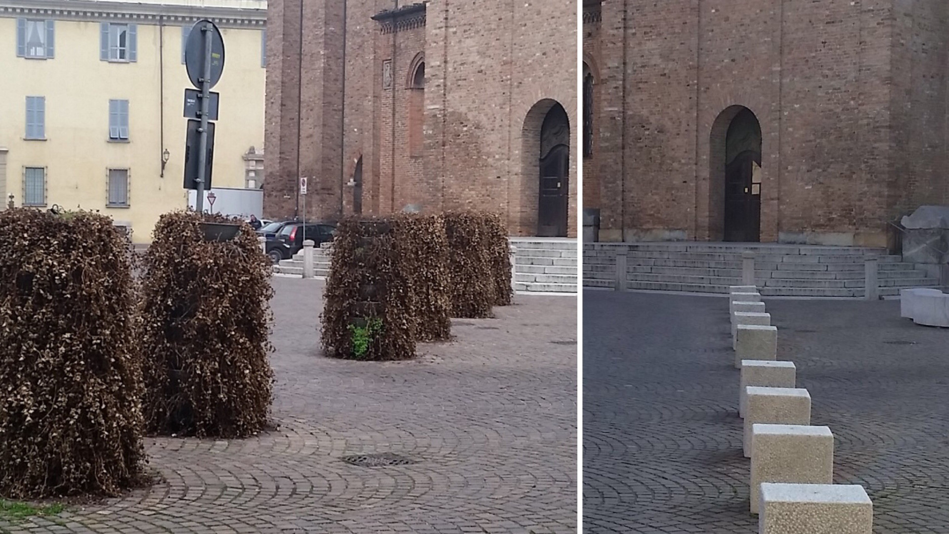 Piazza Sant'Antonino, sparite le fioriere. Cisini: "Meglio i cubi"