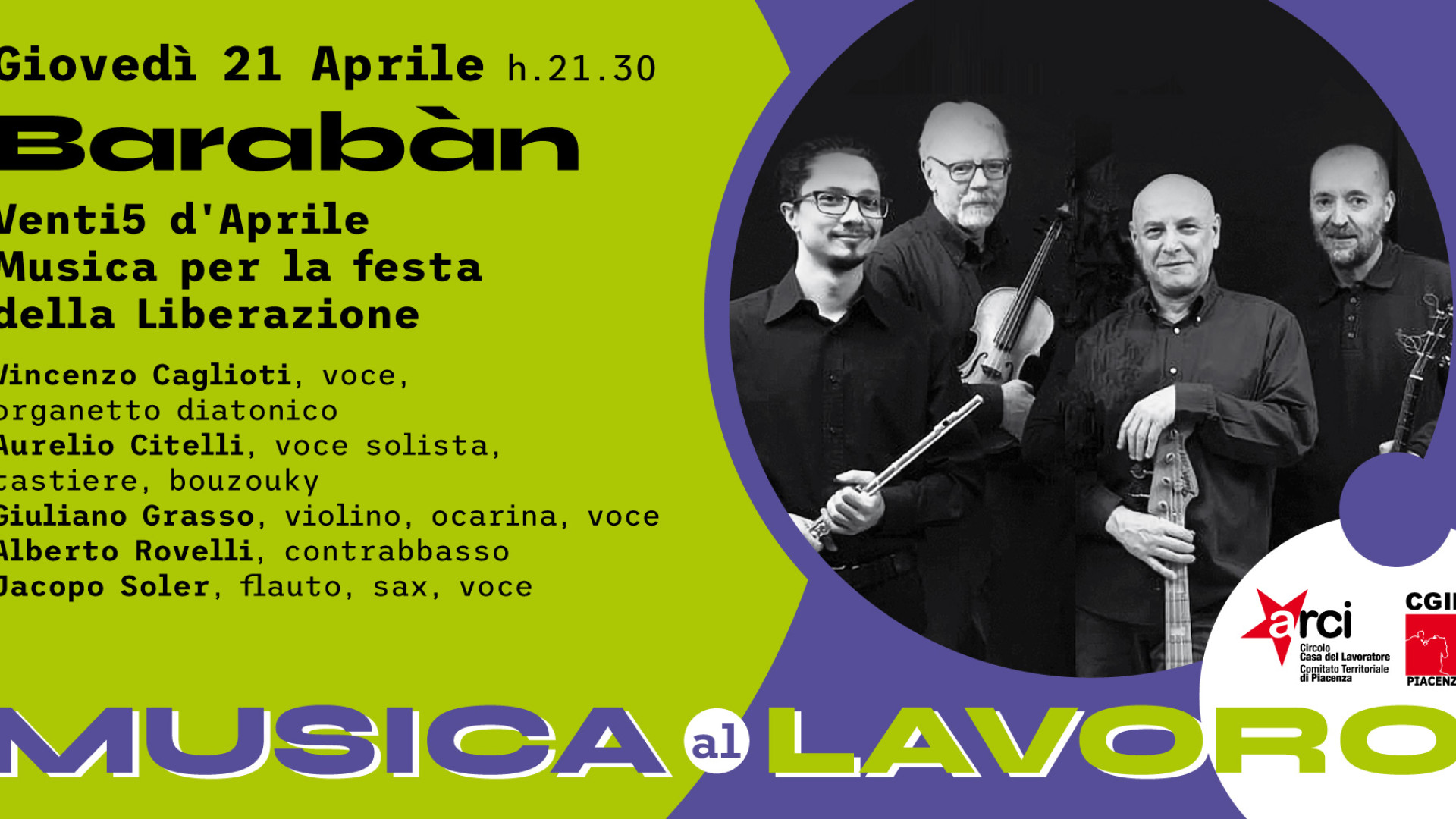 “Venti5 d'Aprile. Musica per la festa della Liberazione”. Stasera con i Barabàn
