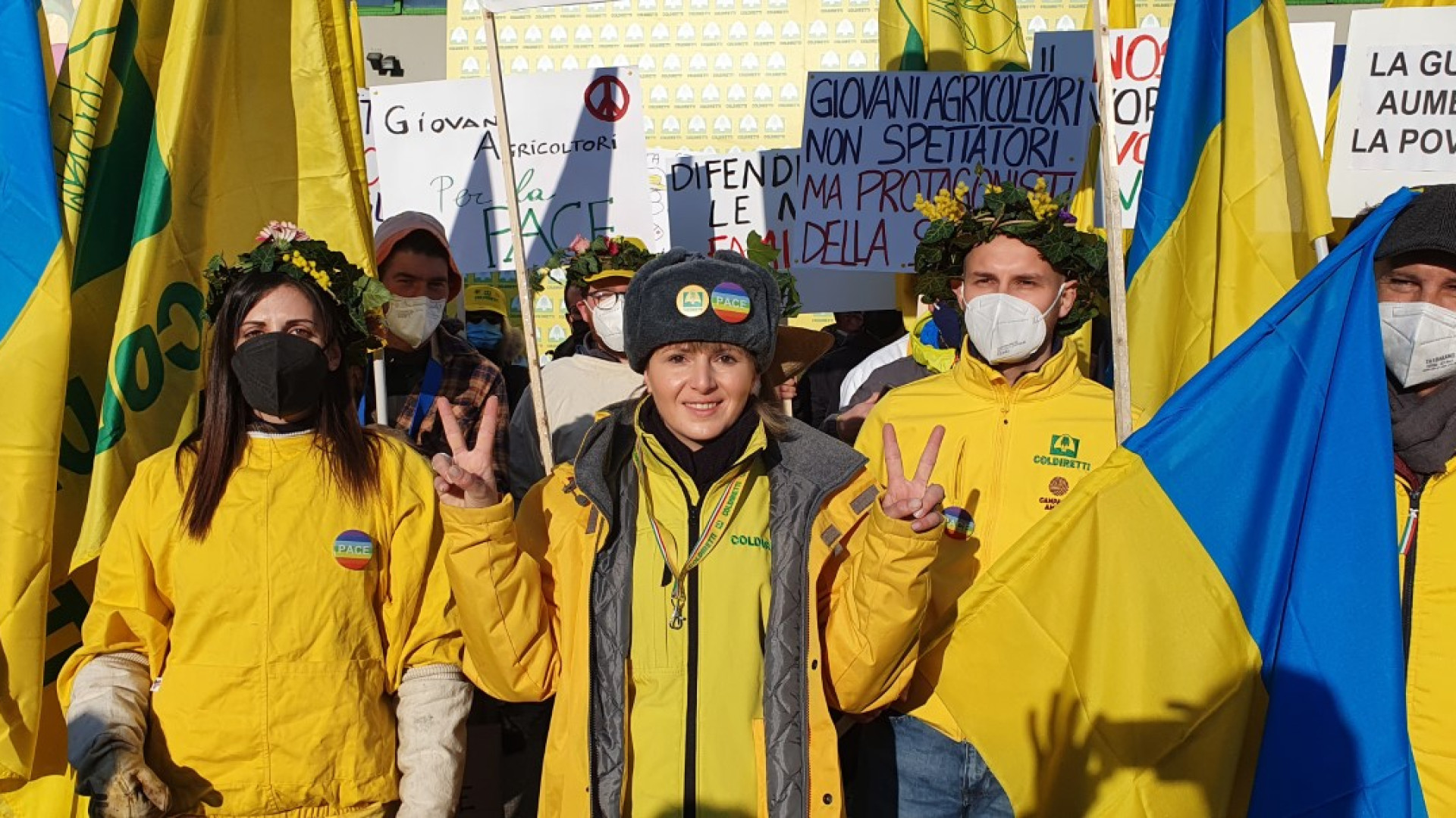 Delegazione di Coldiretti alla Fieragricola di Verona. Manifestazione per la pace