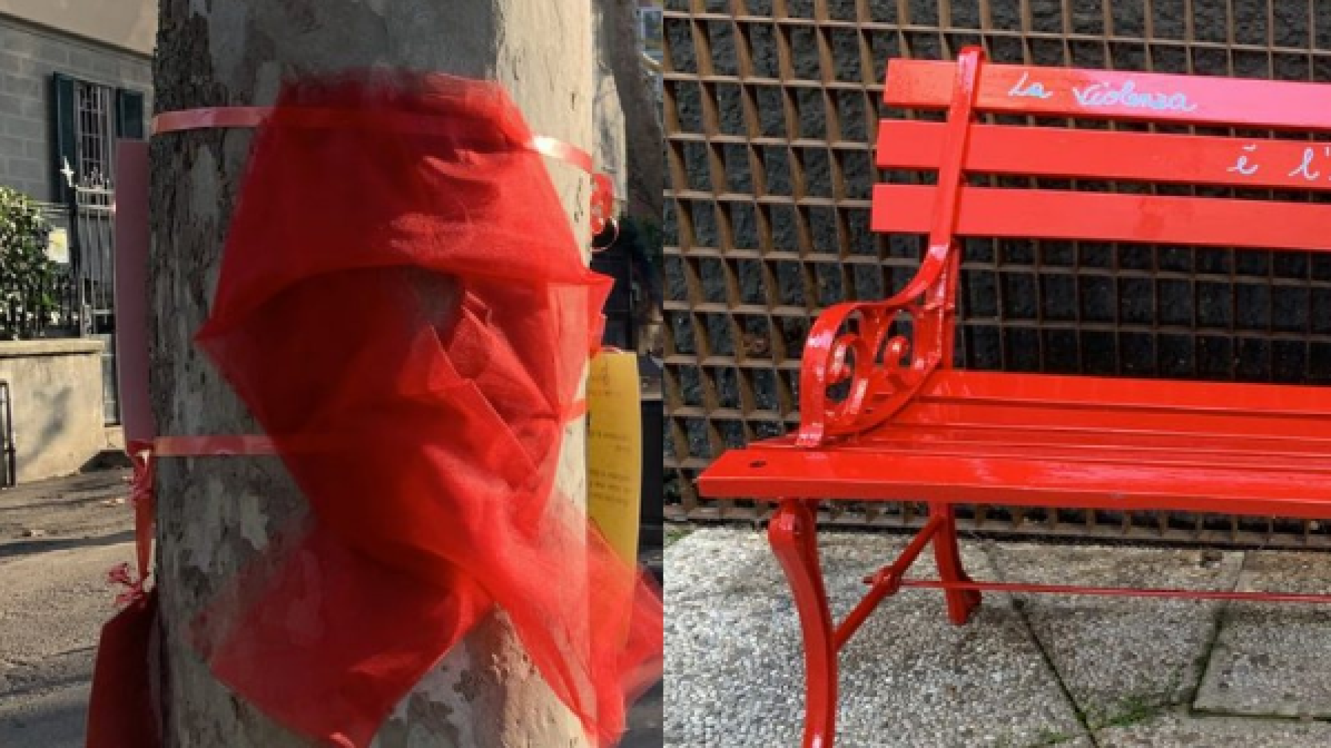 Fiocchetti sul Facsal, panchina rossa e messaggi dalla casa di riposo