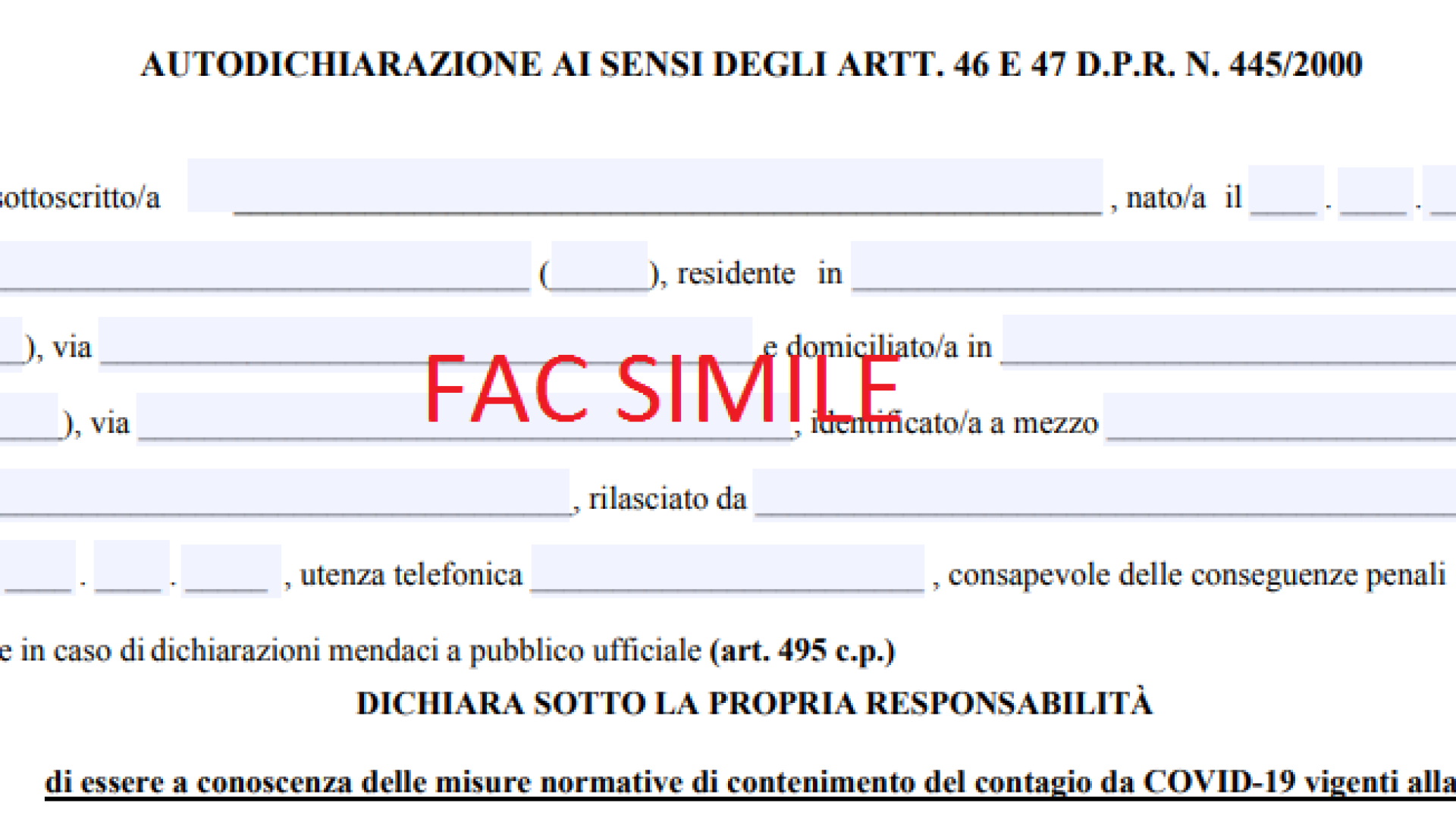 Autocertificazione per visitare amici o parenti: ecco il modulo