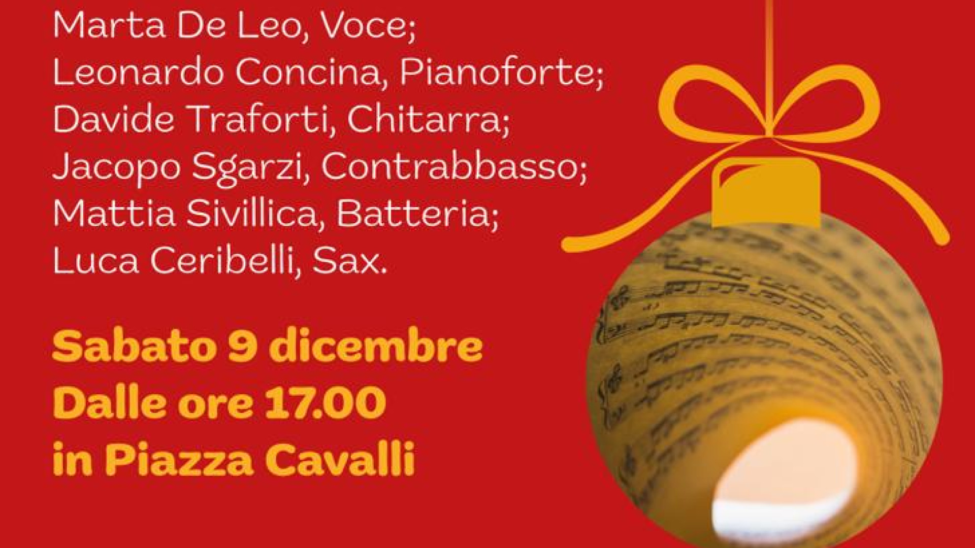 Natale a Piacenza, sabato 9 in piazza Cavalli un concerto jazz con il Nicolini