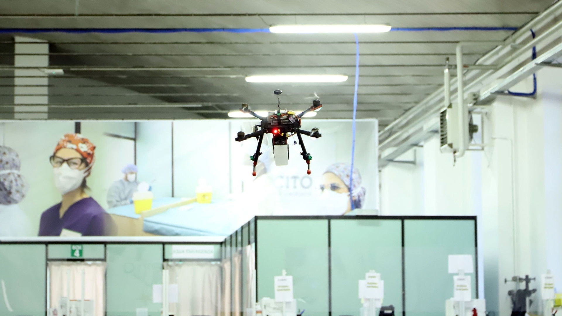 Ex Arsenale, un drone per la disinfezione del centro vaccinale