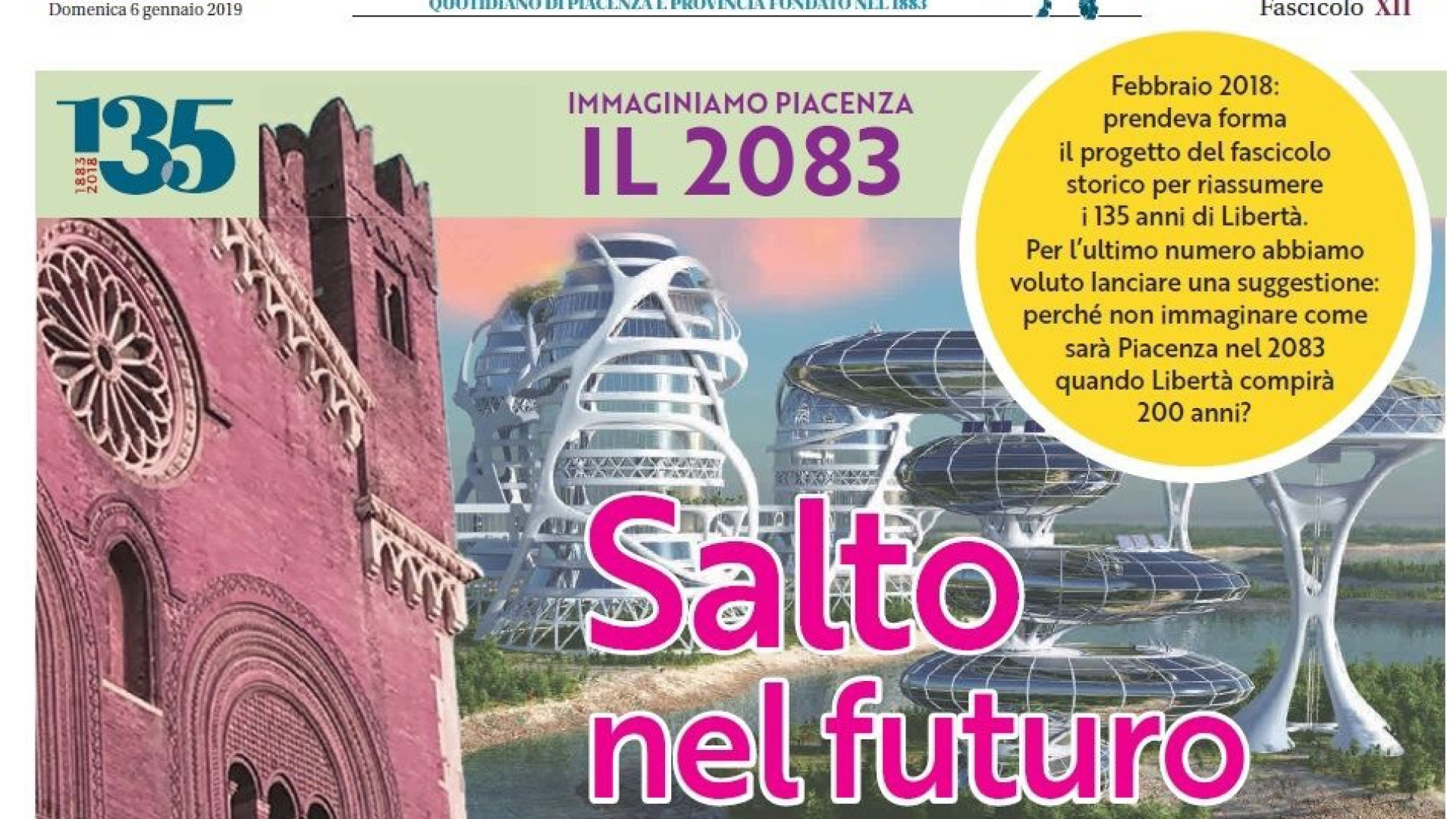 La Piacenza del 2083 sul fascicolo da collezione in edicola con Libertà