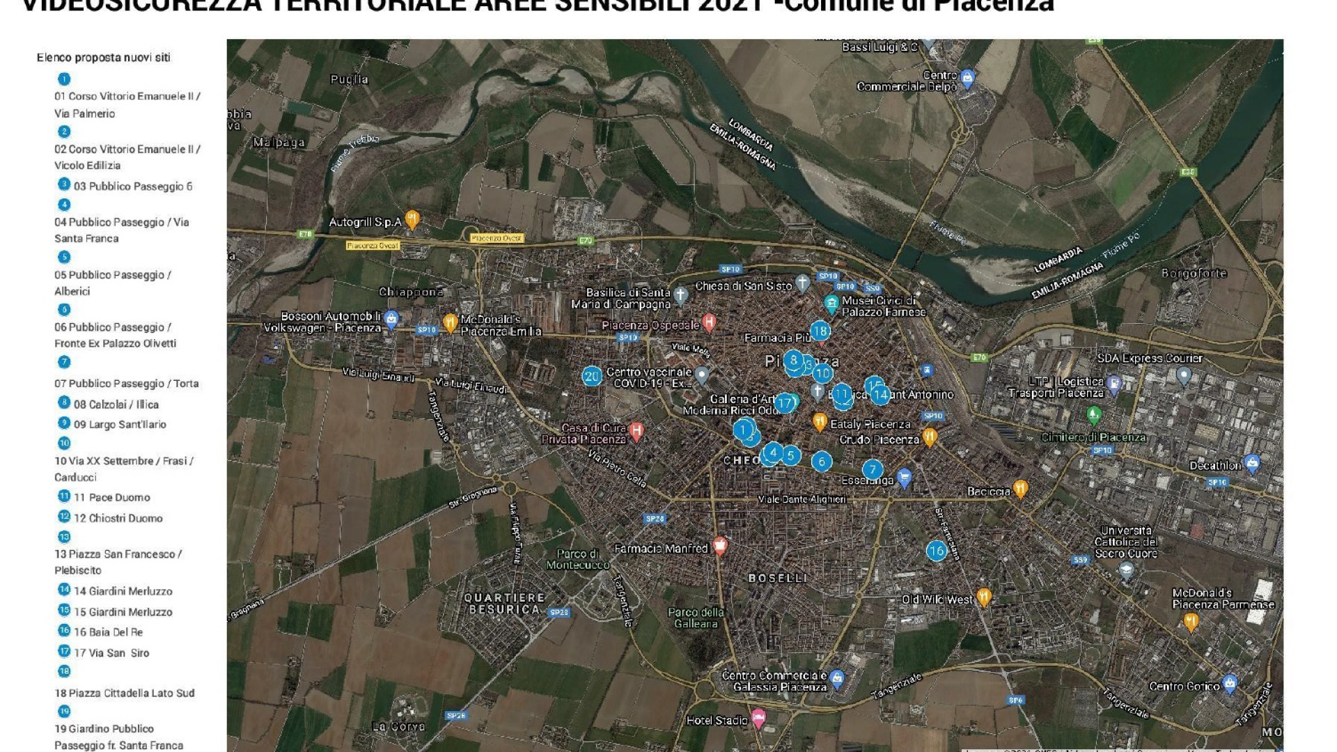 Sicurezza, il Comune di Piacenza vuole installare 20 nuove telecamere