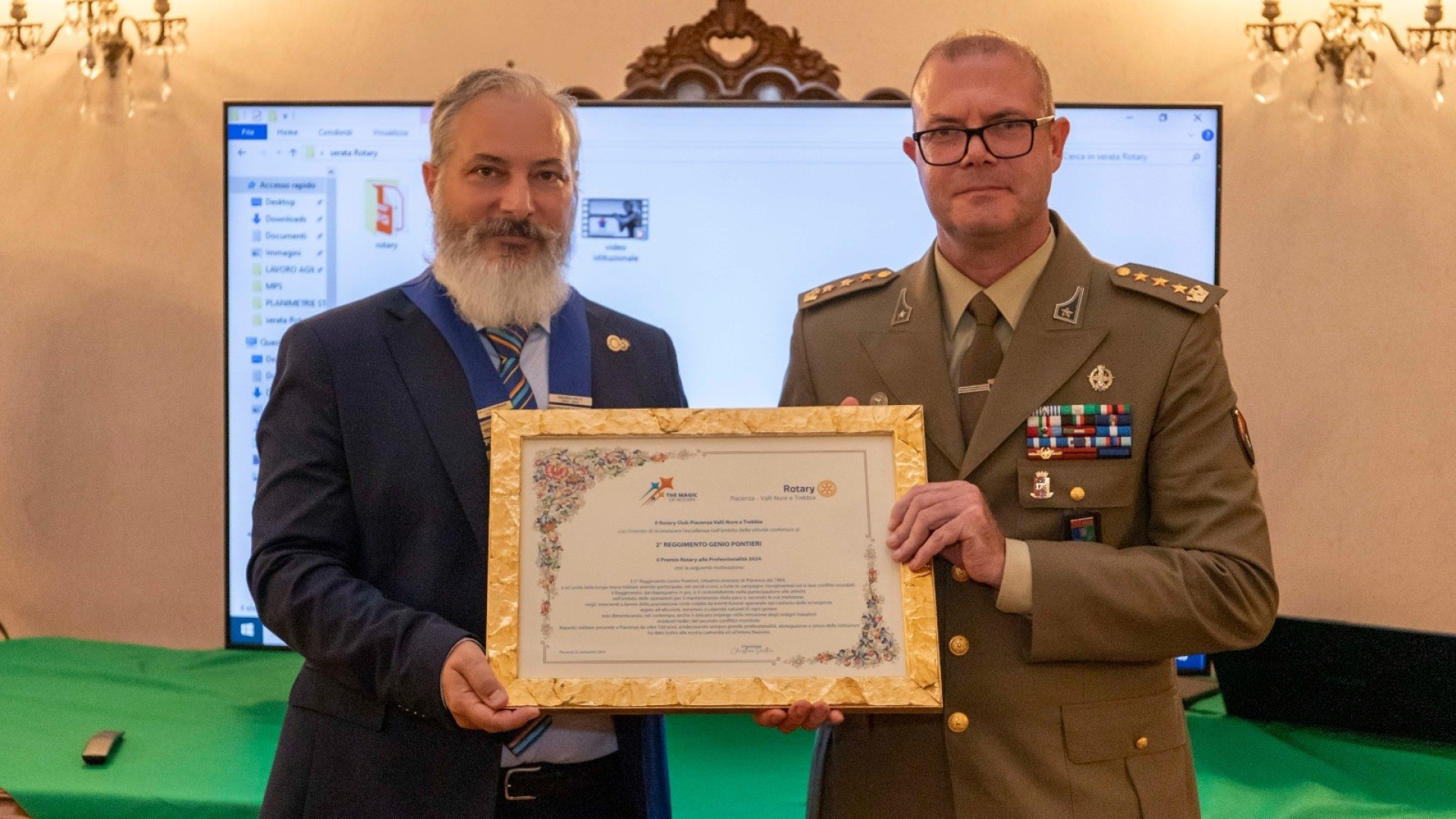 "Professionalità e impegno", il Rotary Valli Nure e Trebbia premia il Genio Pontieri