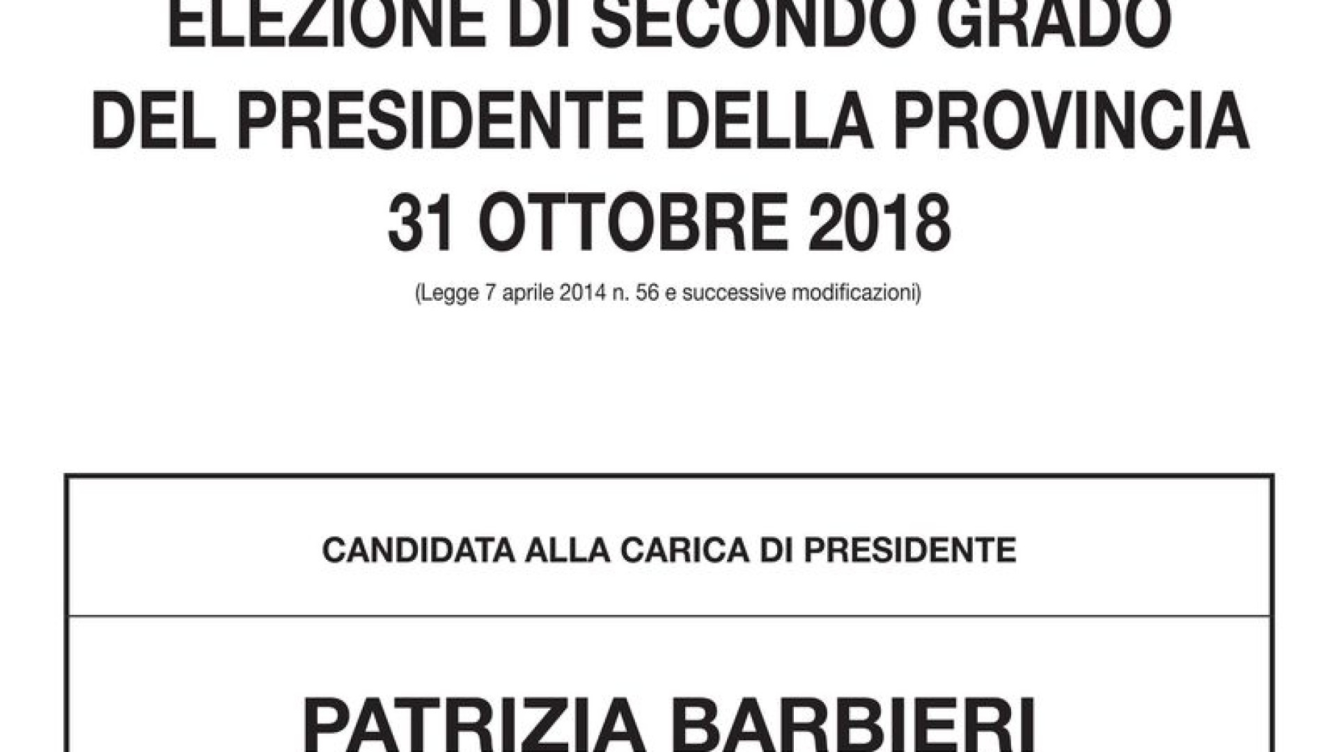 Presidente della Provincia: ecco il manifesto elettorale