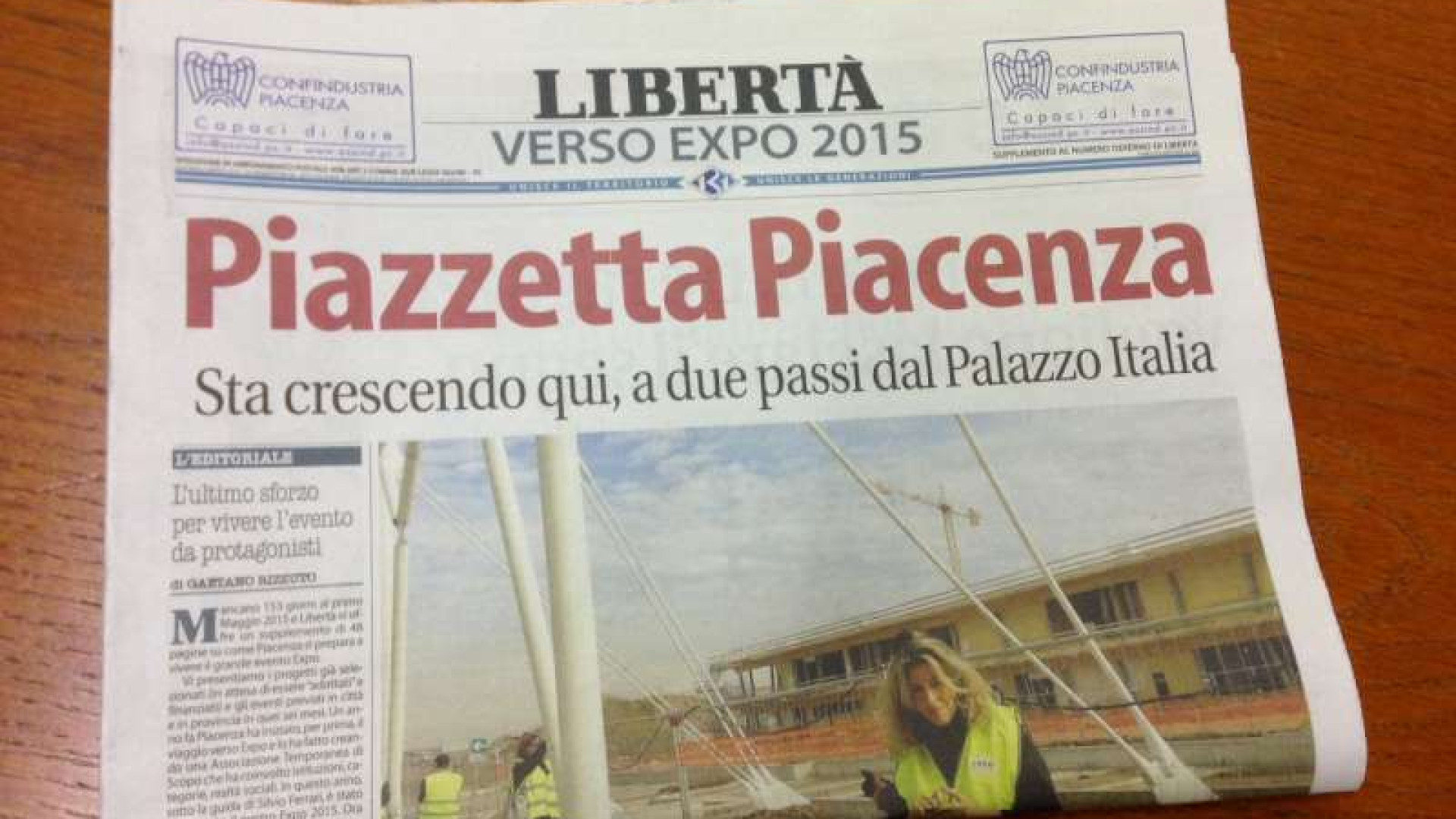 "Piazzetta Piacenza", con Libertà domani l'inserto verso Expo 2015