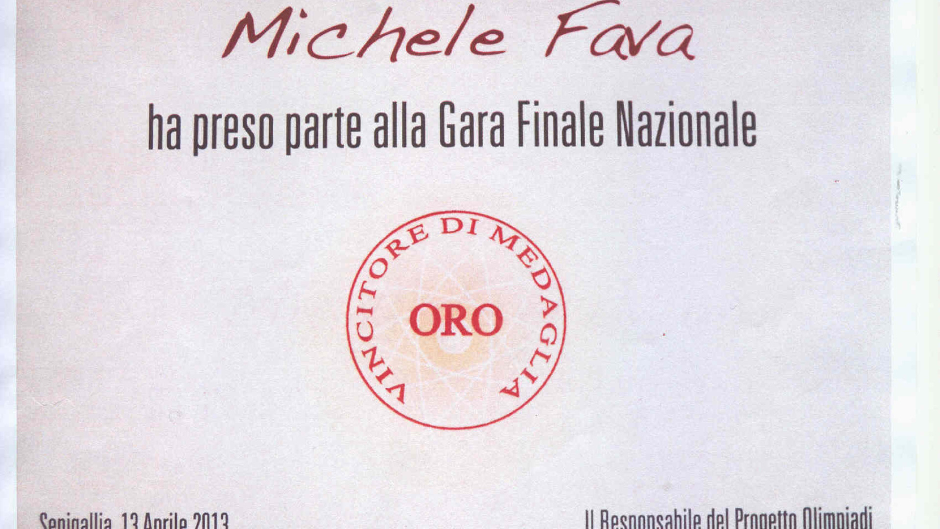 E' il giovane Michele il più bravo in fisica: medaglia d'oro a Senigallia