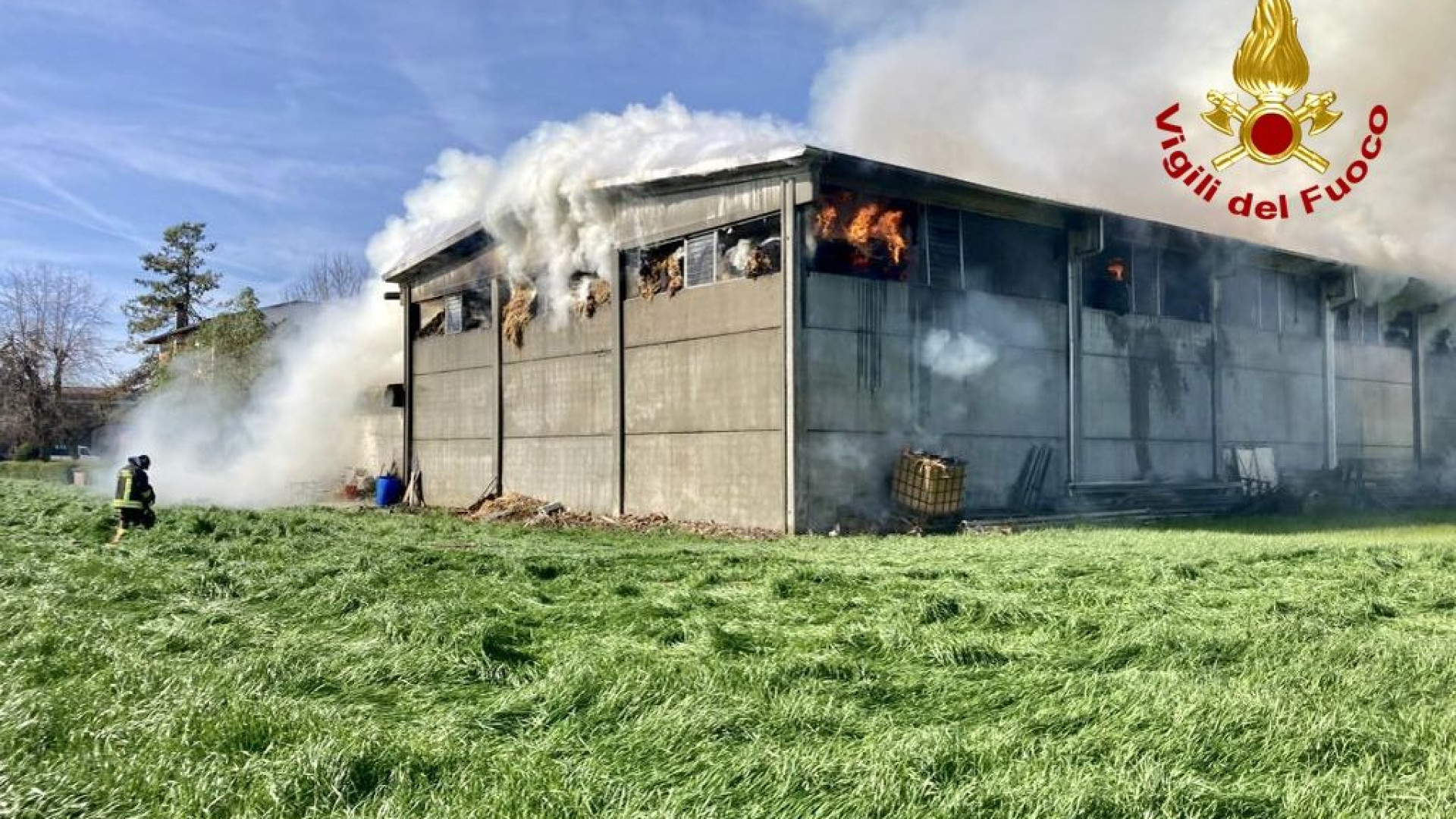 Chiavenna Landi, a fuoco 400 rotoballe. Animali della vicina stalla messi in salvo