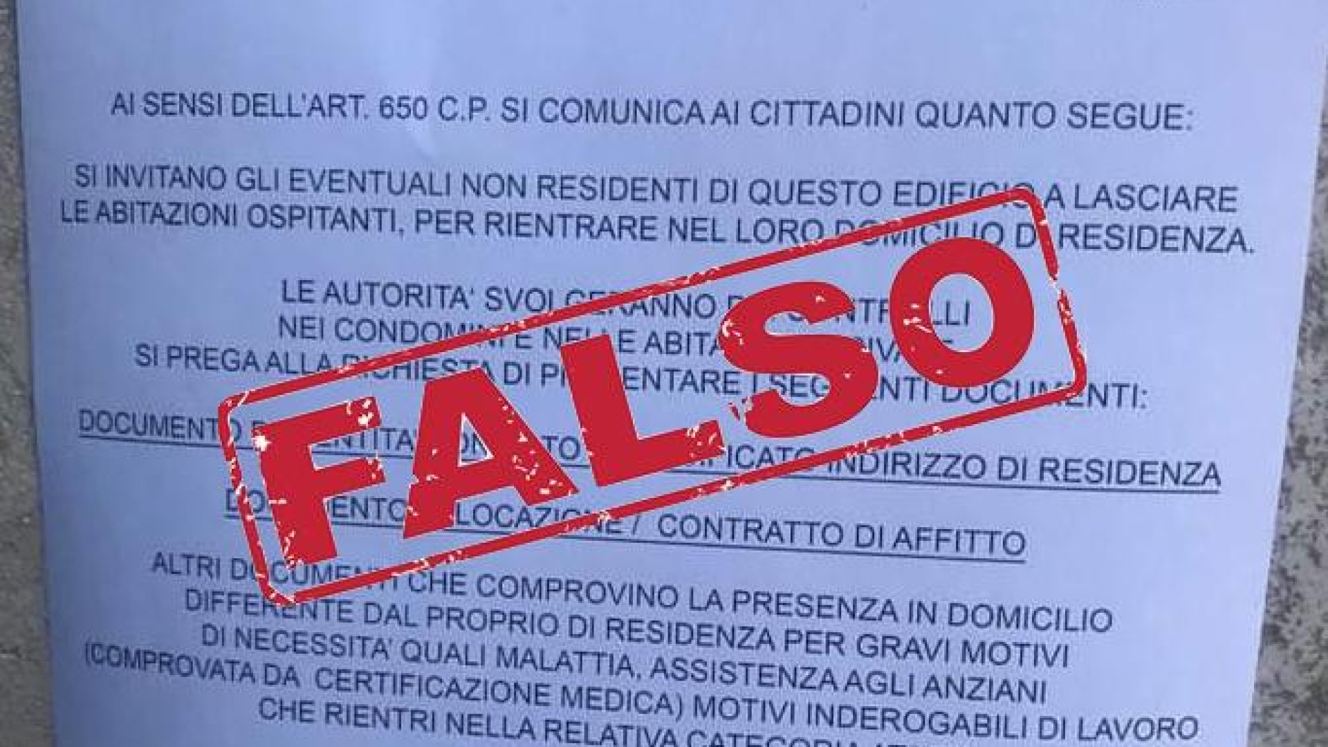 Volantino falso circola sui social: "Lasciare le abitazioni ospitanti"