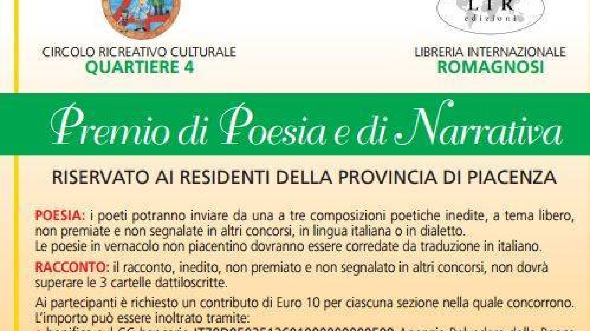 Premio di poesia e narrativa, un concorso per tutti i piacentini