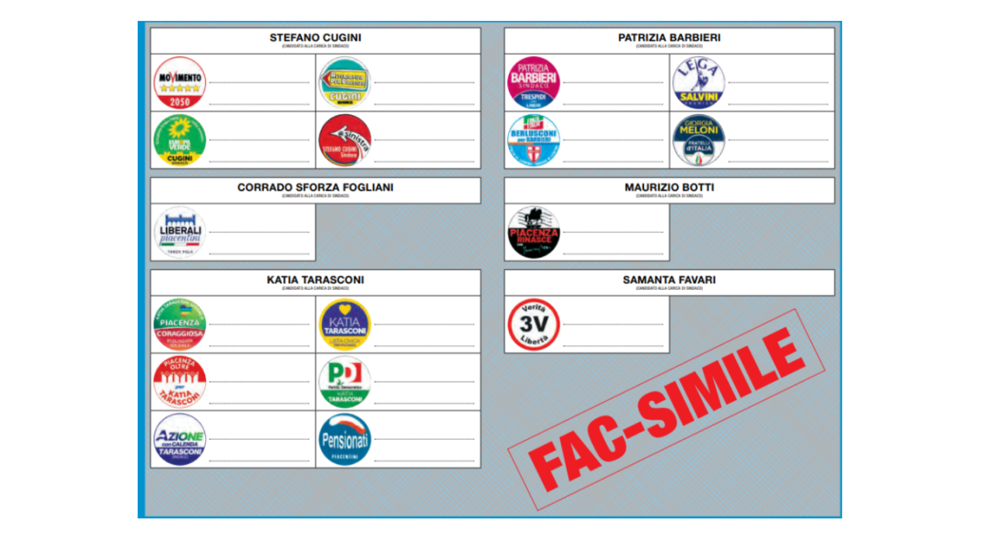 Pubblicati i fac simile delle schede elettorali dei cinque comuni al voto il 12 giugno