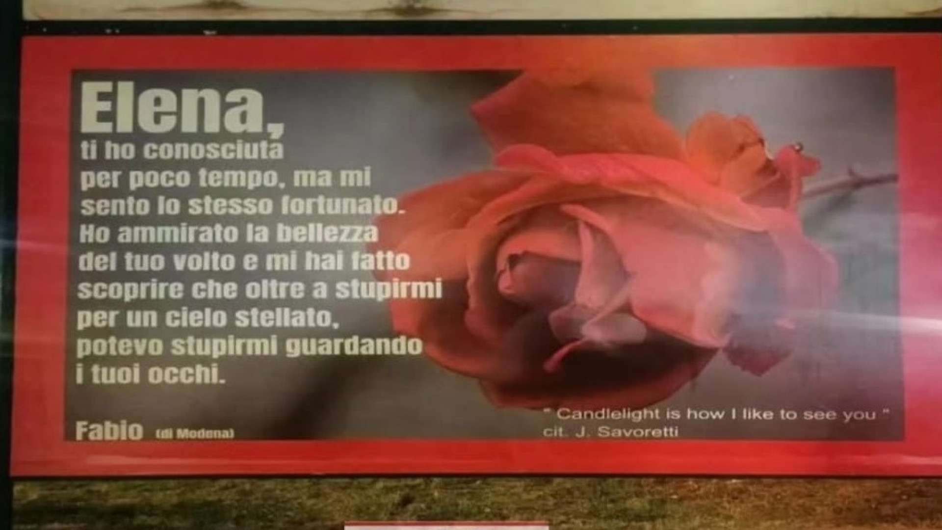 Dichiarazione d'amore alla Besurica: "Ho ammirato la bellezza del tuo volto"