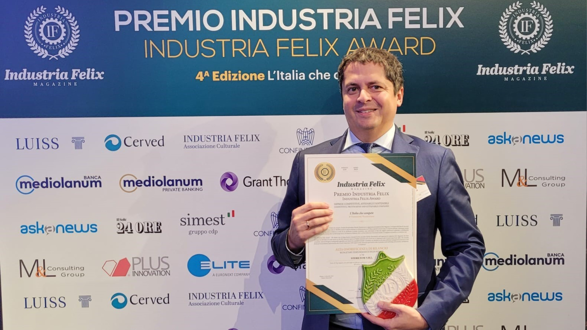 Premio Industria Felix a Steriltom: "Tra le imprese più competitive d'Italia"